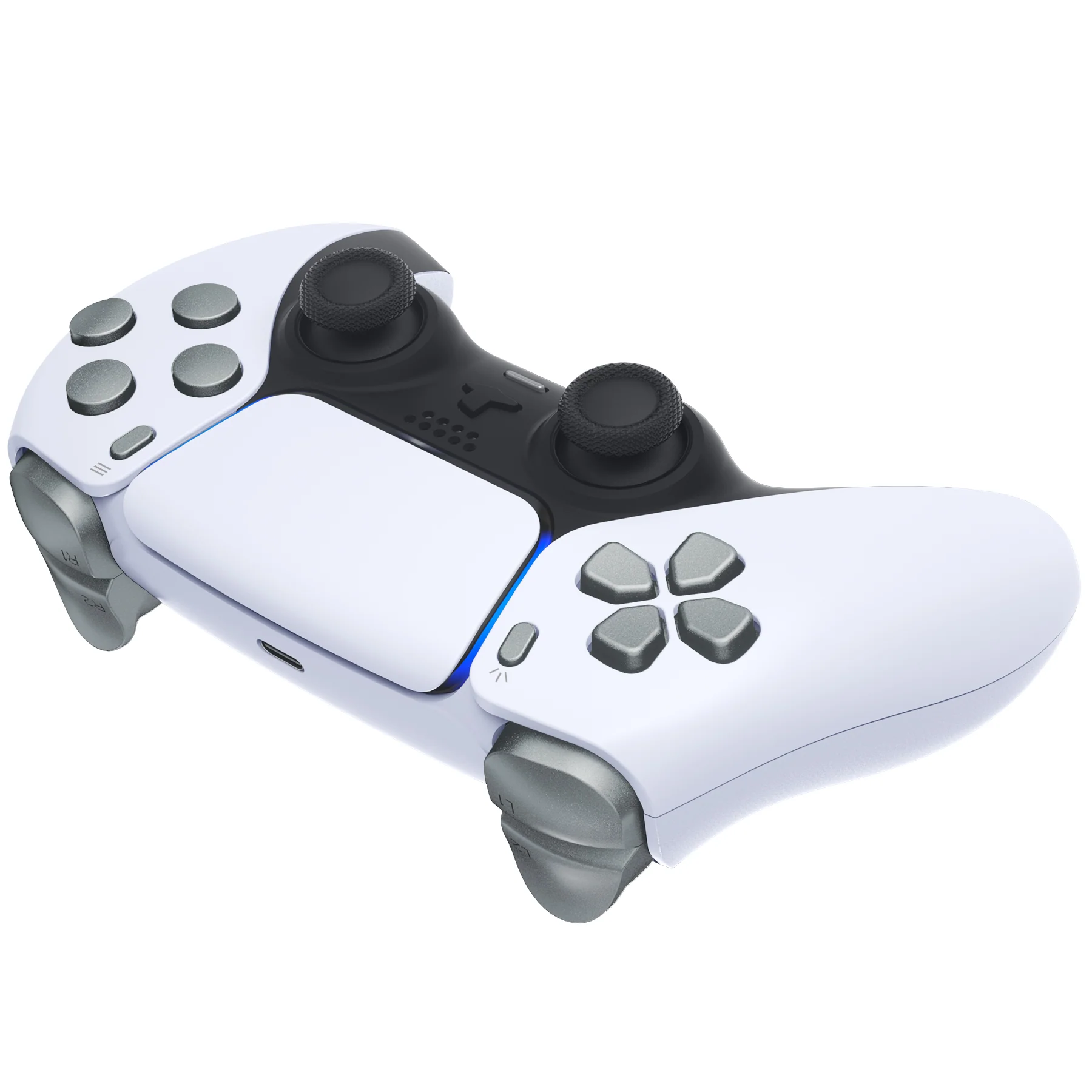 eXtremeRate Replacement Full Set Buttons Compatible with PS5 Controller BDM-010/020 - Metallic Steel Gray - Image 6