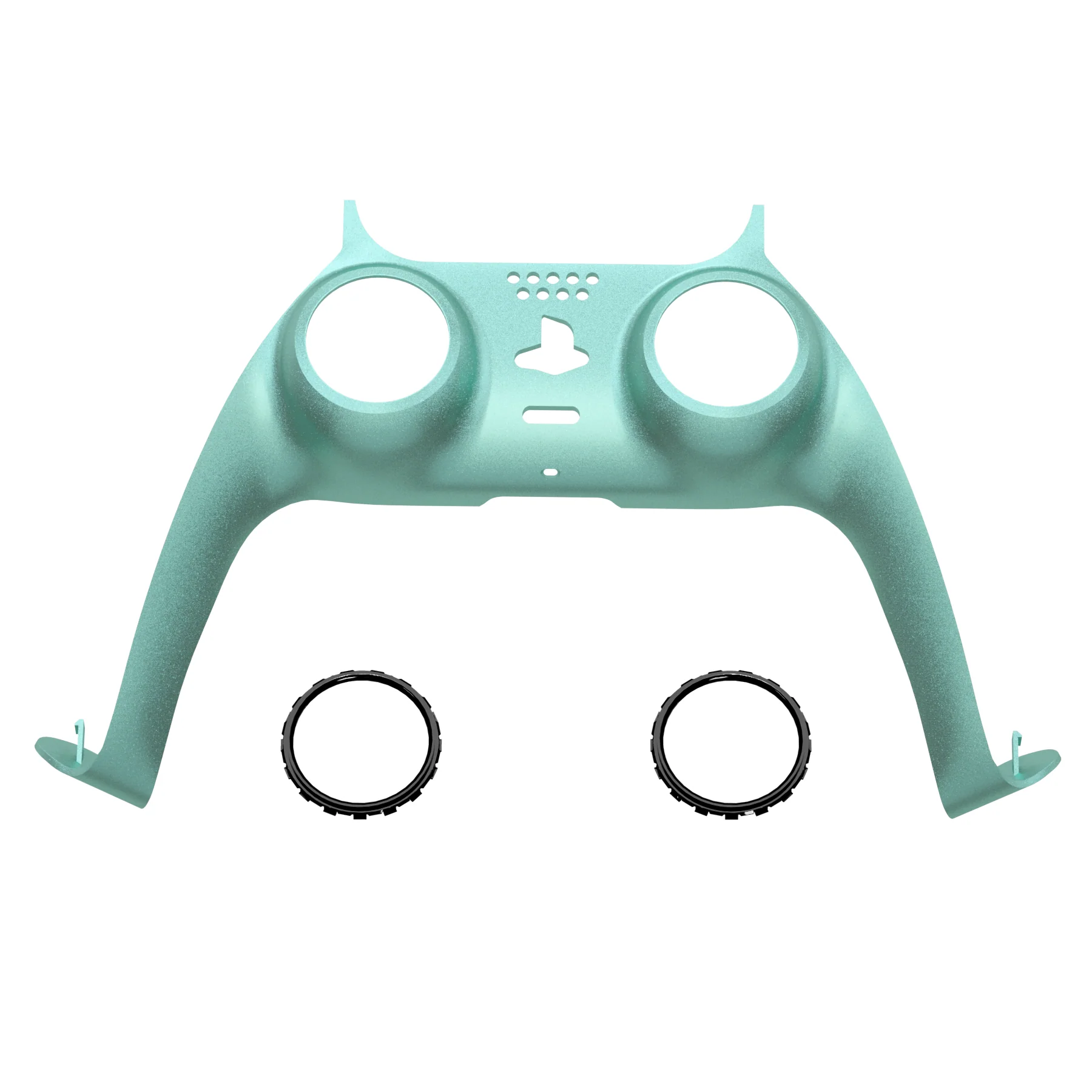 eXtremeRate Replacement Decorative Trim Shell with Accent Rings Compatible with PS5 Controller BDM-010/020/030/040/050 - Metallic Vista Green