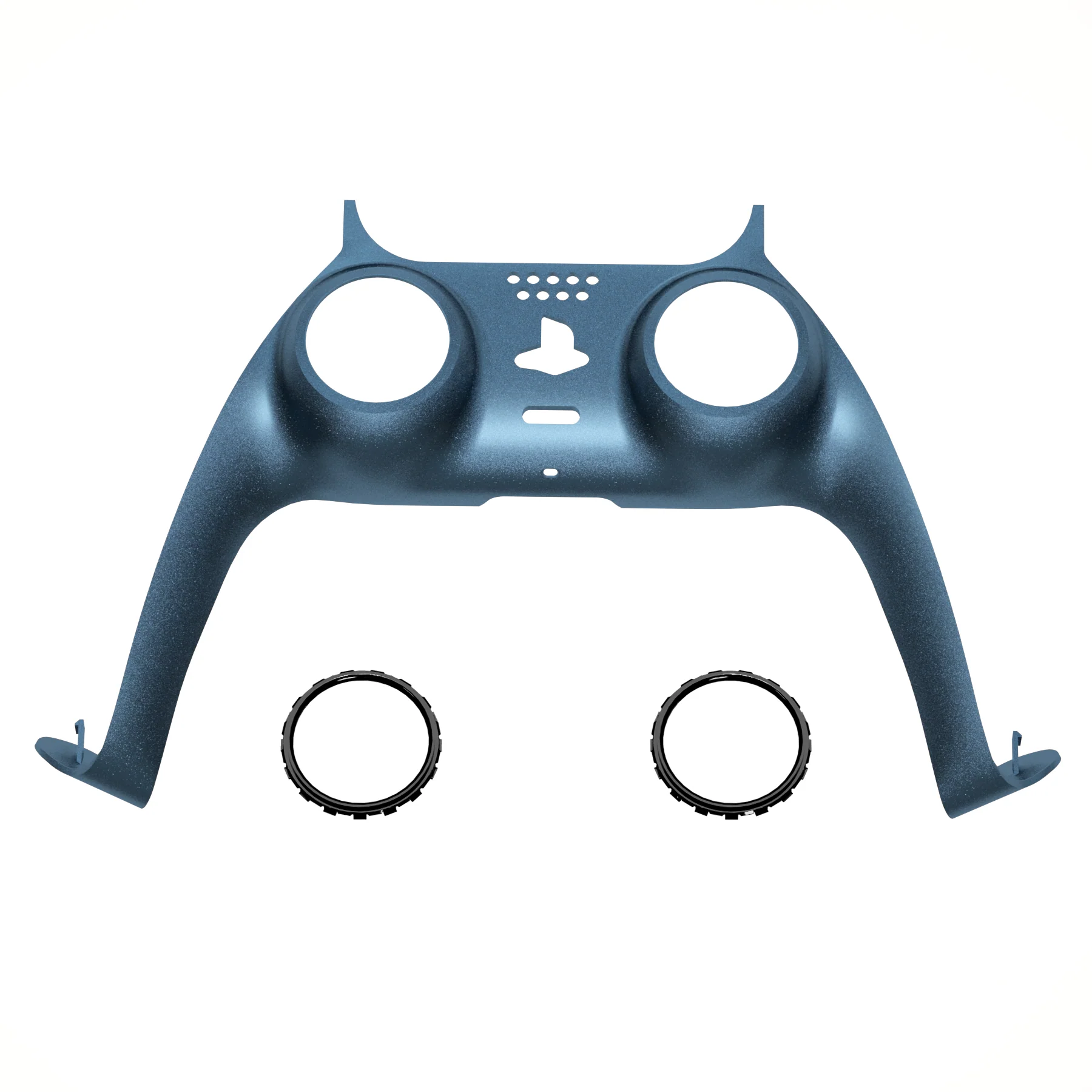 eXtremeRate Replacement Decorative Trim Shell with Accent Rings Compatible with PS5 Controller BDM-010/020/030/040/050 - Metallic Regal Blue