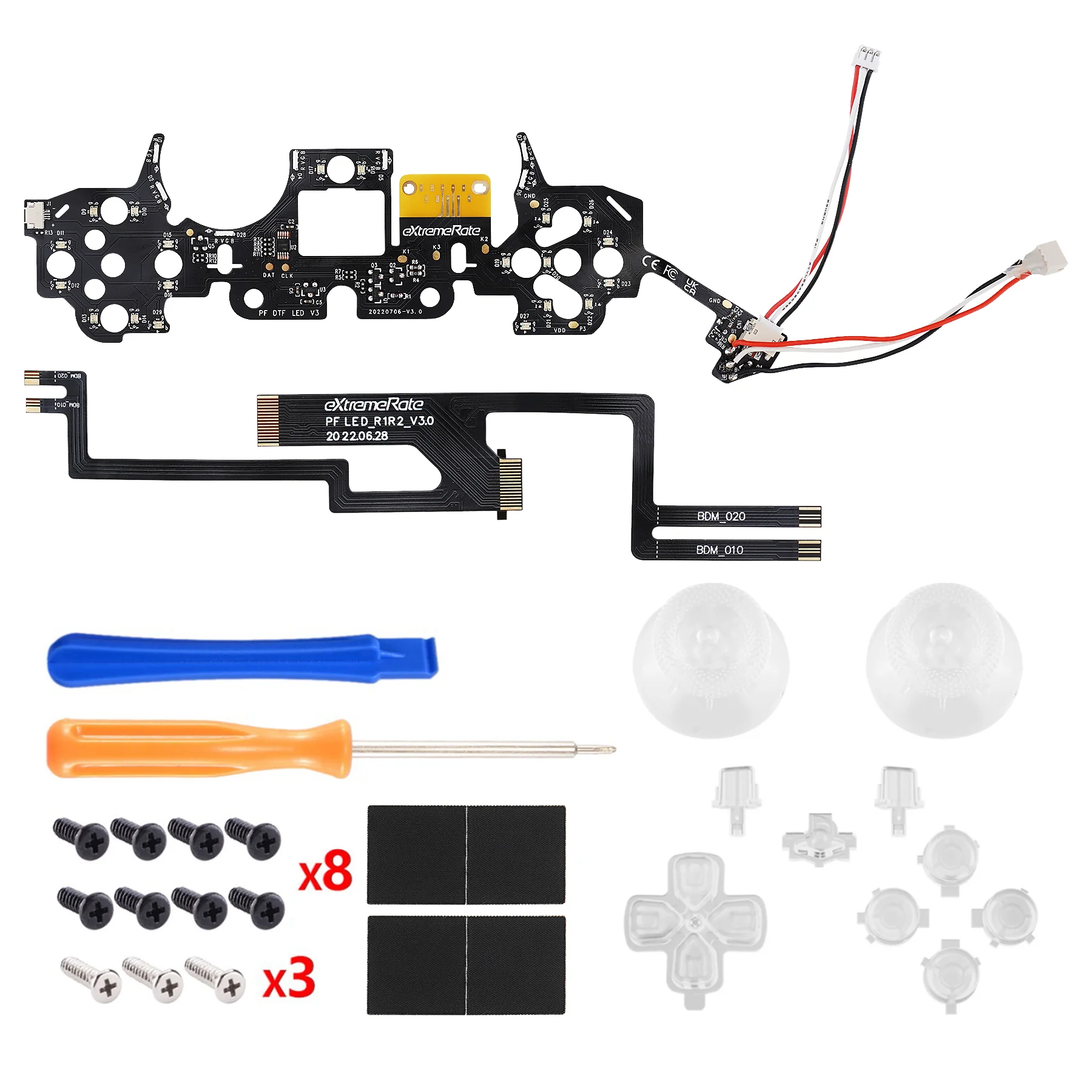 eXtremeRate Multi-Colors Luminated Buttons DTF V3 LED Kit for PS5 Controlle BDM-010/020 - Clear - Image 10