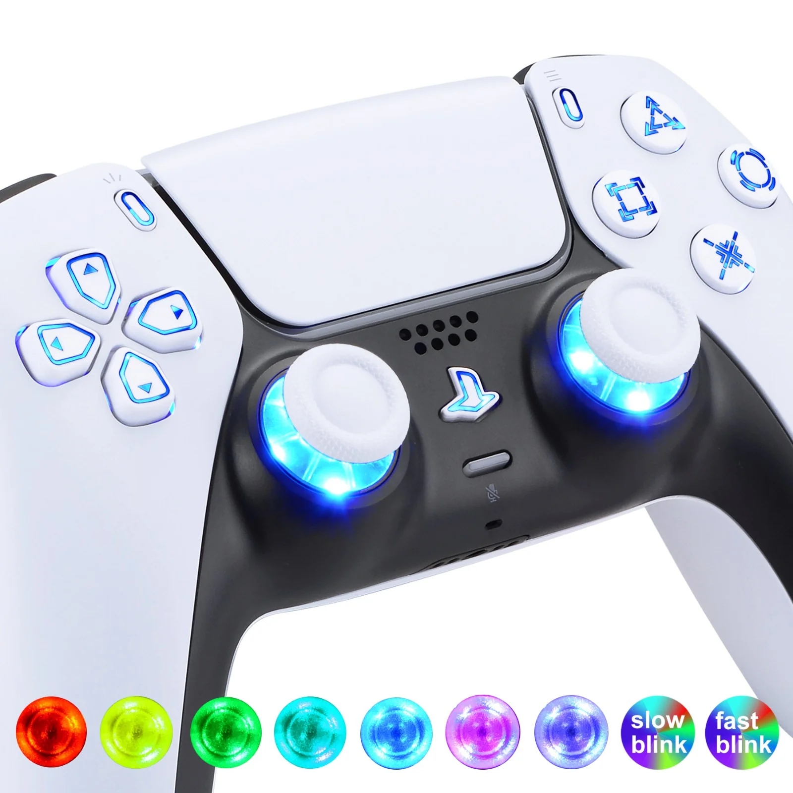 eXtremeRate Multi-Colors Luminated Buttons DTF V3 LED Kit for PS5 Controlle BDM-010/020 - White
