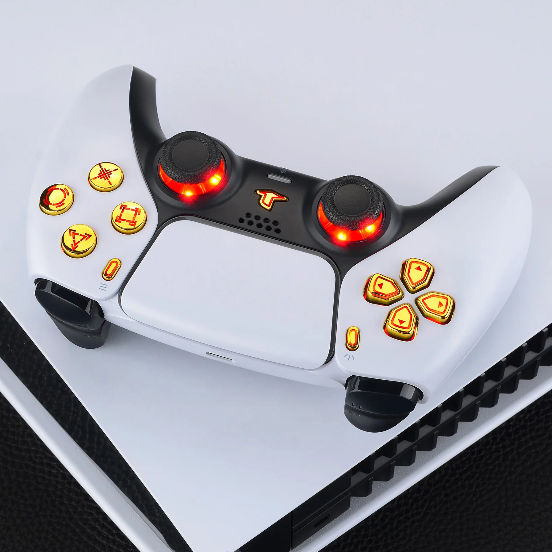 eXtremeRate Multi-Colors Luminated Buttons DTF V3 LED Kit for PS5 Controller BDM-030/040/050 - Chrome Gold - Image 6