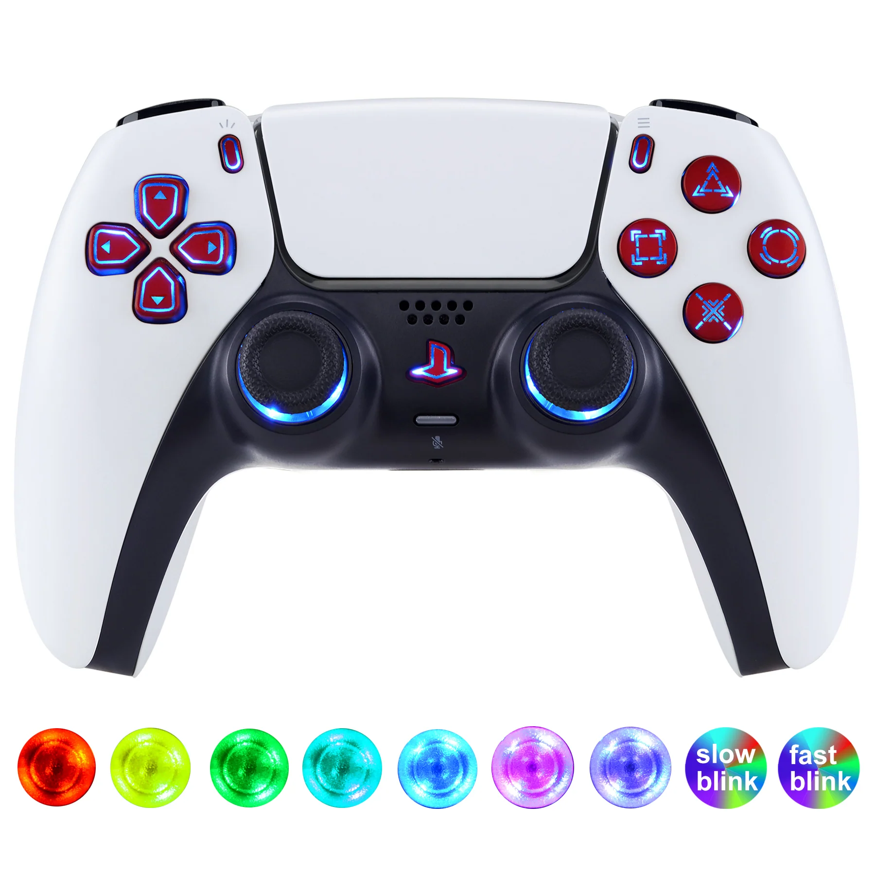 eXtremeRate Multi-Colors Luminated Buttons DTF V3 LED Kit for PS5 Controller BDM-030/040/050 - Scarlet Red