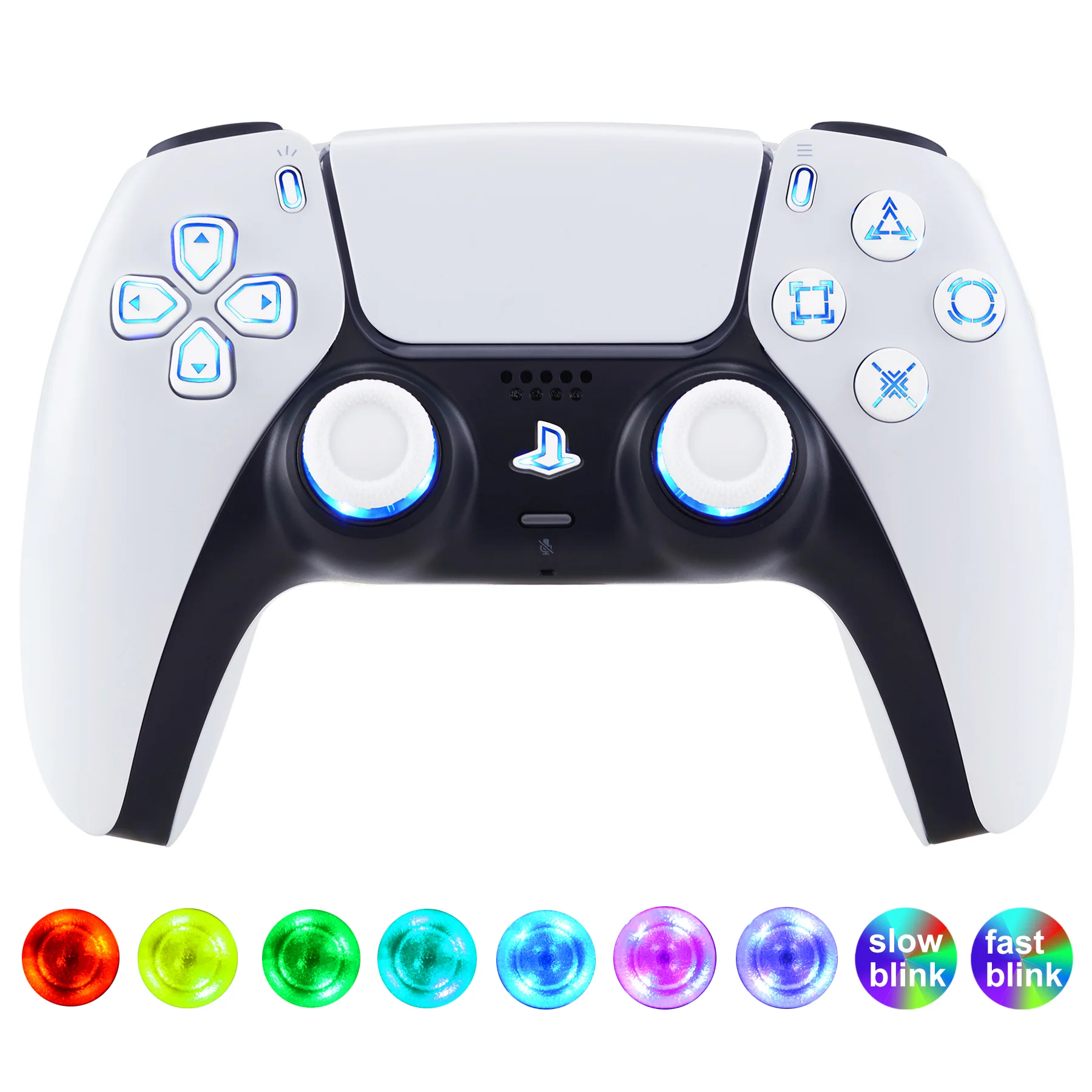 eXtremeRate Multi-Colors Luminated Buttons DTF V3 LED Kit for PS5 Controller BDM-030/040/050 - White