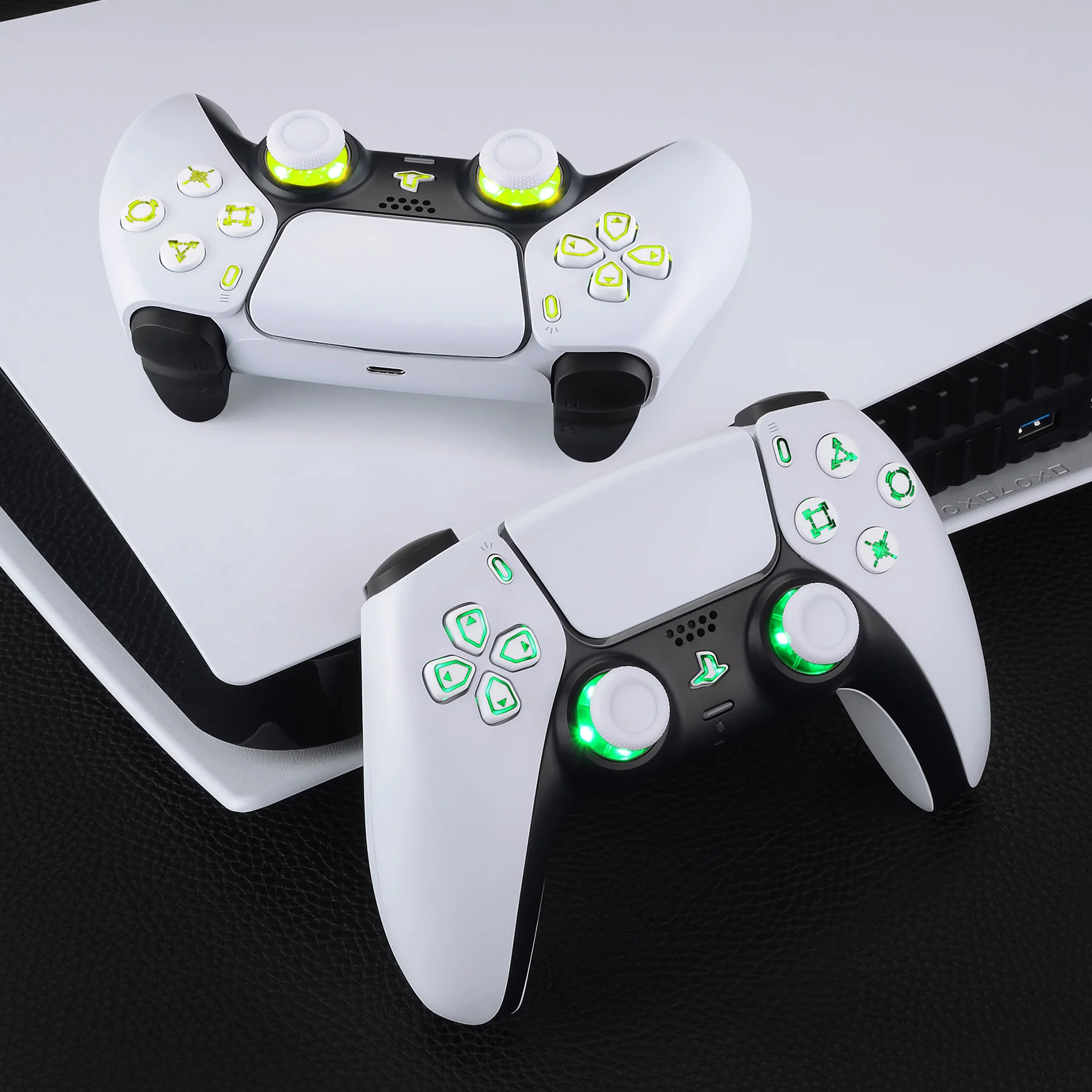 eXtremeRate Multi-Colors Luminated Buttons DTF V3 LED Kit for PS5 Controller BDM-030/040/050 - White - Image 5