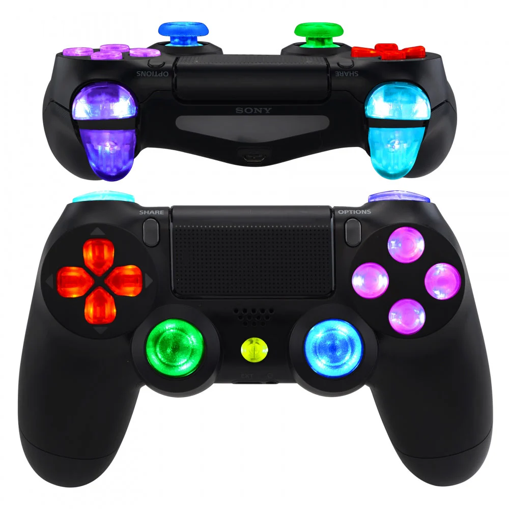 eXtremeRate Multi-Colors Luminated Buttons DTFS LED Kit for PS4 CUH-ZCT2 Controller - Clear - Image 2