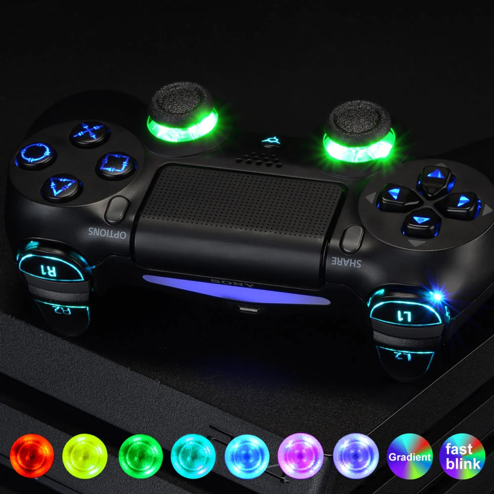 eXtremeRate Multi-Colors Luminated Buttons DTFS LED Kit for PS4 CUH-ZCT2 Controller - Black