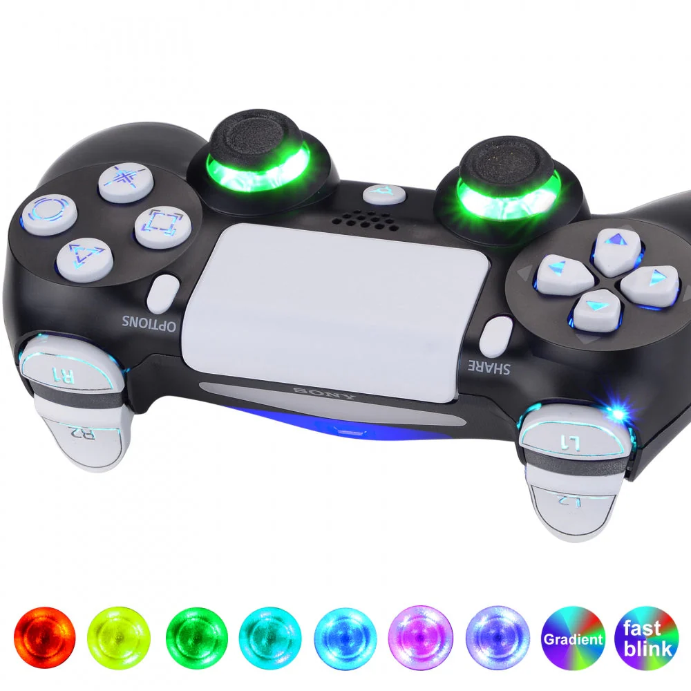 eXtremeRate Multi-Colors Luminated Buttons DTFS LED Kit for PS4 CUH-ZCT2 Controller - White