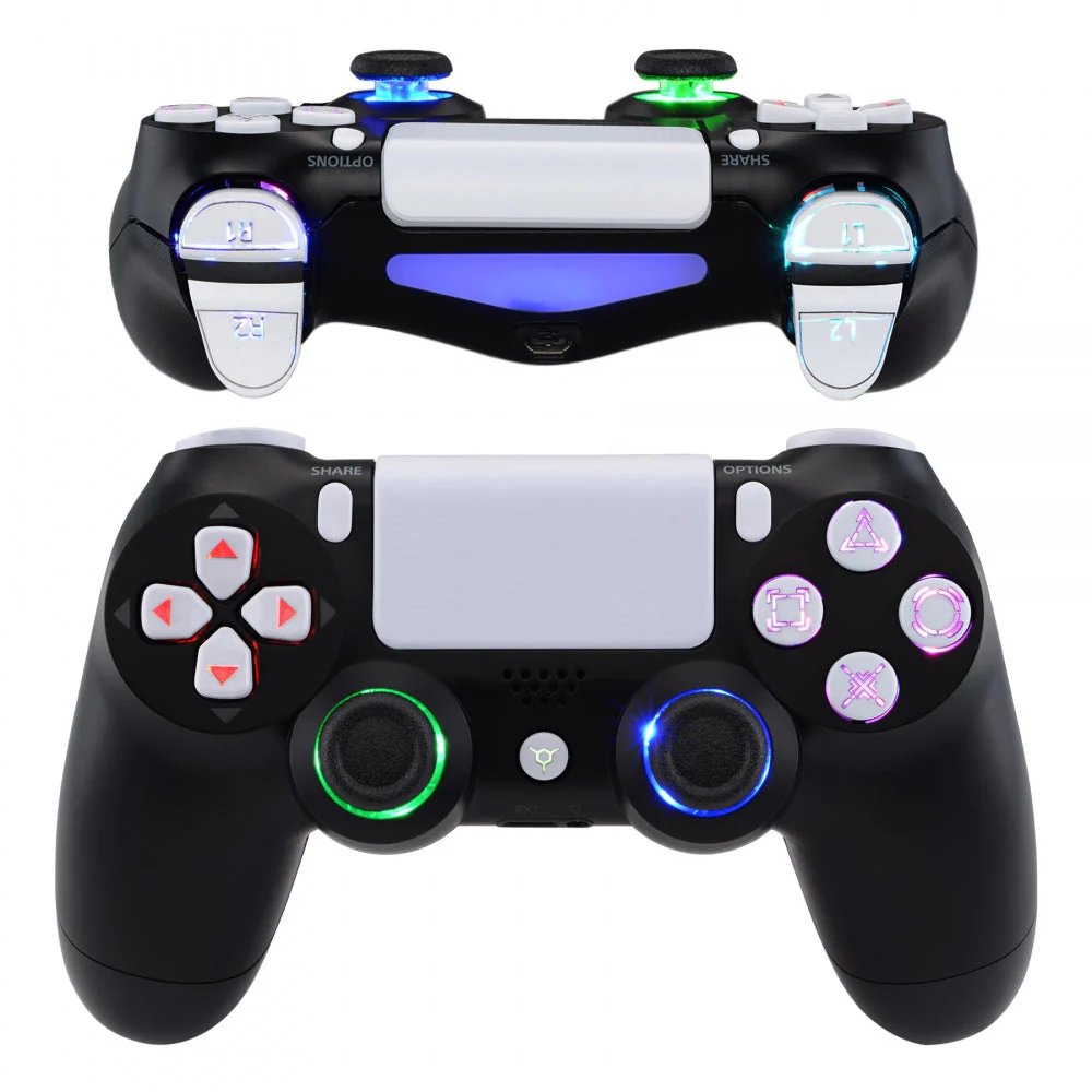 eXtremeRate Multi-Colors Luminated Buttons DTFS LED Kit for PS4 CUH-ZCT2 Controller - White - Image 2