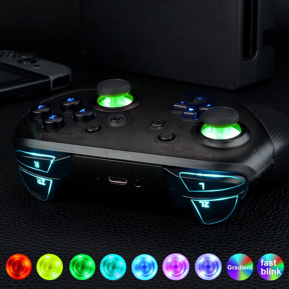 eXtremeRate Multi-Colors Luminated Button DTFS LED Kit for NS Switch Pro Controller - Black