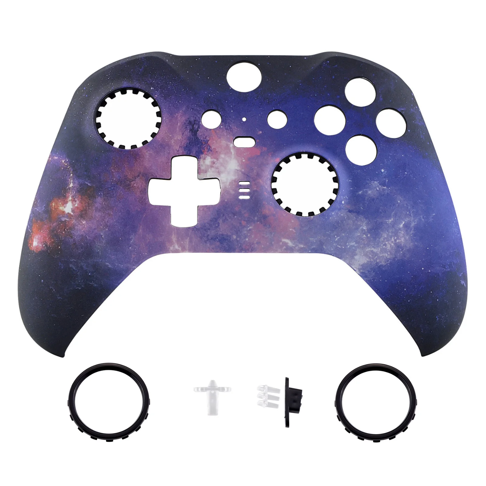 eXtremeRate Replacement Front Housing Shell Case with Accent Rings for Xbox One Elite Series 2 & Elite 2 Core Controller (Model 1797) - Nebula Galaxy