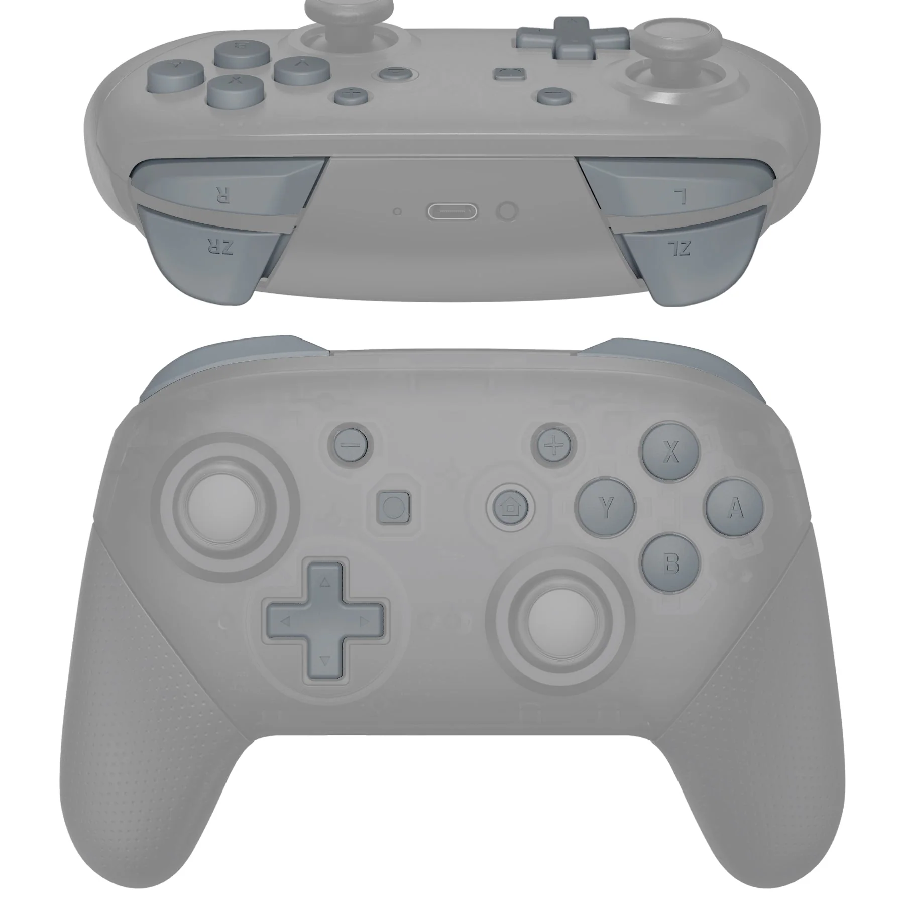 eXtremeRate DIY Replacement Full Set Buttons for Nintendo Switch Pro Controller - New Hope Gray