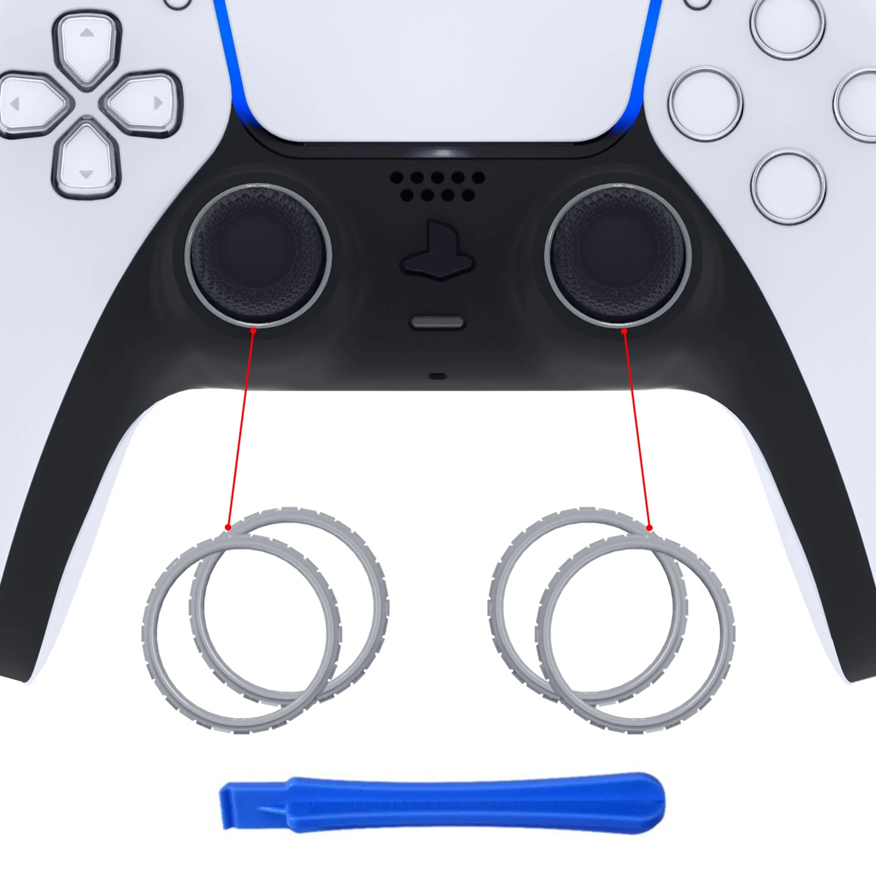 eXtremeRate Custom Replacement Accent Rings for PS5 Controller - New Hope Gray