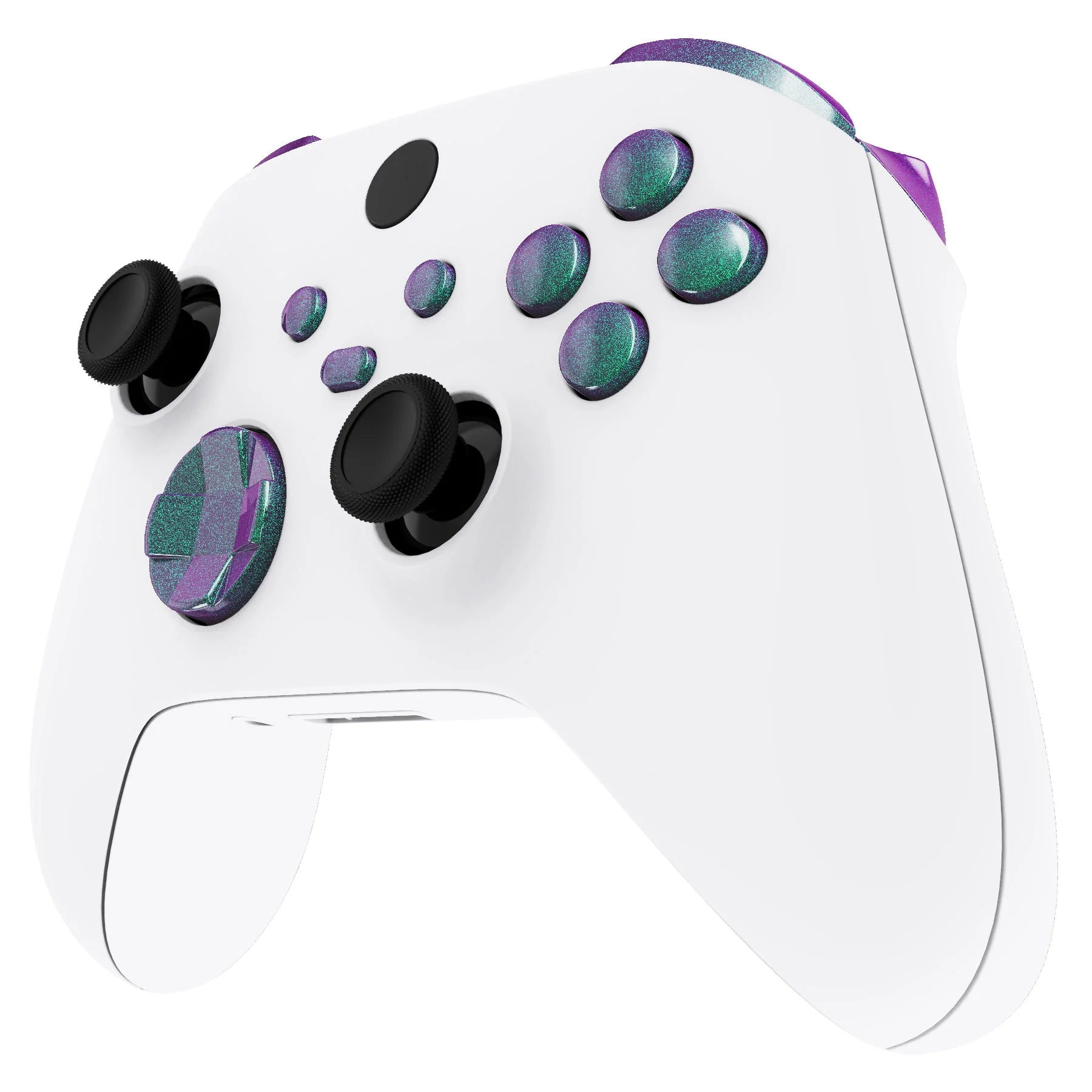 eXtremeRate No Letter Imprint Replacement Full Set Buttons for Xbox Series X & S Controller - Chameleon Green Purple - Image 4