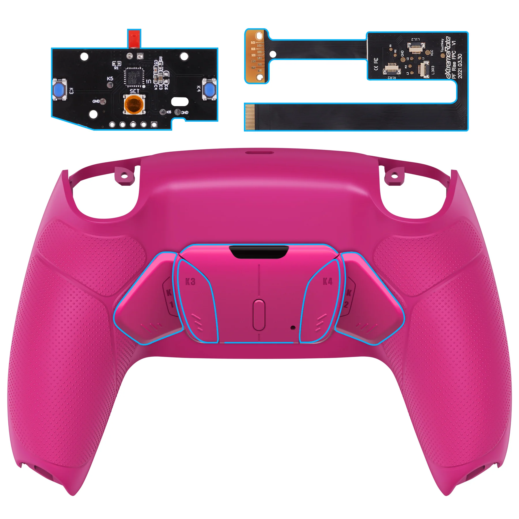 eXtremeRate Remappable RISE4 Remap Kit for PS5 Controller BDM-010/020 - Rubberized Nova Pink