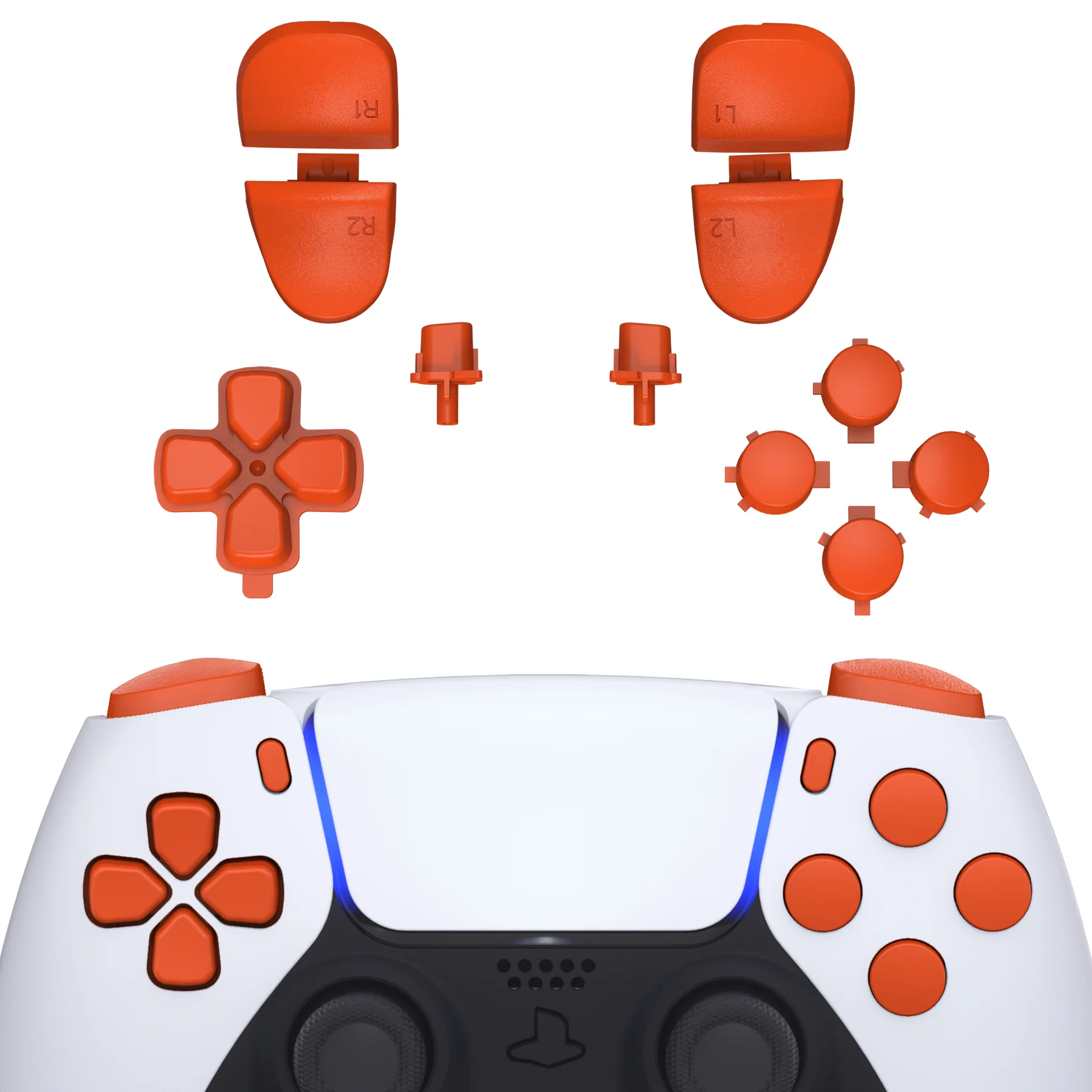 eXtremeRate Replacement Full Set Buttons Compatible with PS5 Controller BDM-030/040/050/060 - Orange