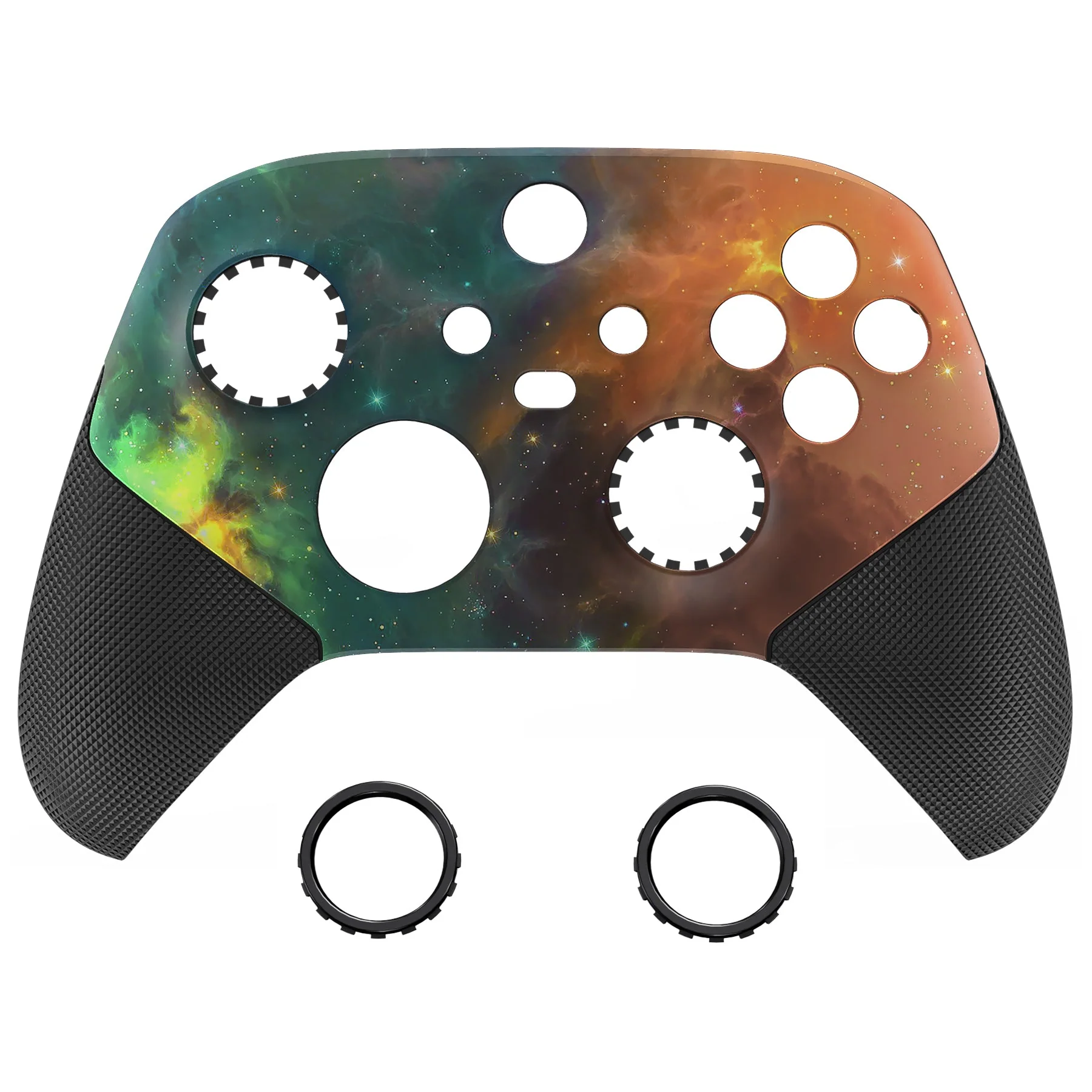 eXtremeRate ASR Version Performance Rubberized Grip Front Housing Shell with Accent Rings for Xbox Series X & S Controller - Orange Star Universe - Image 10