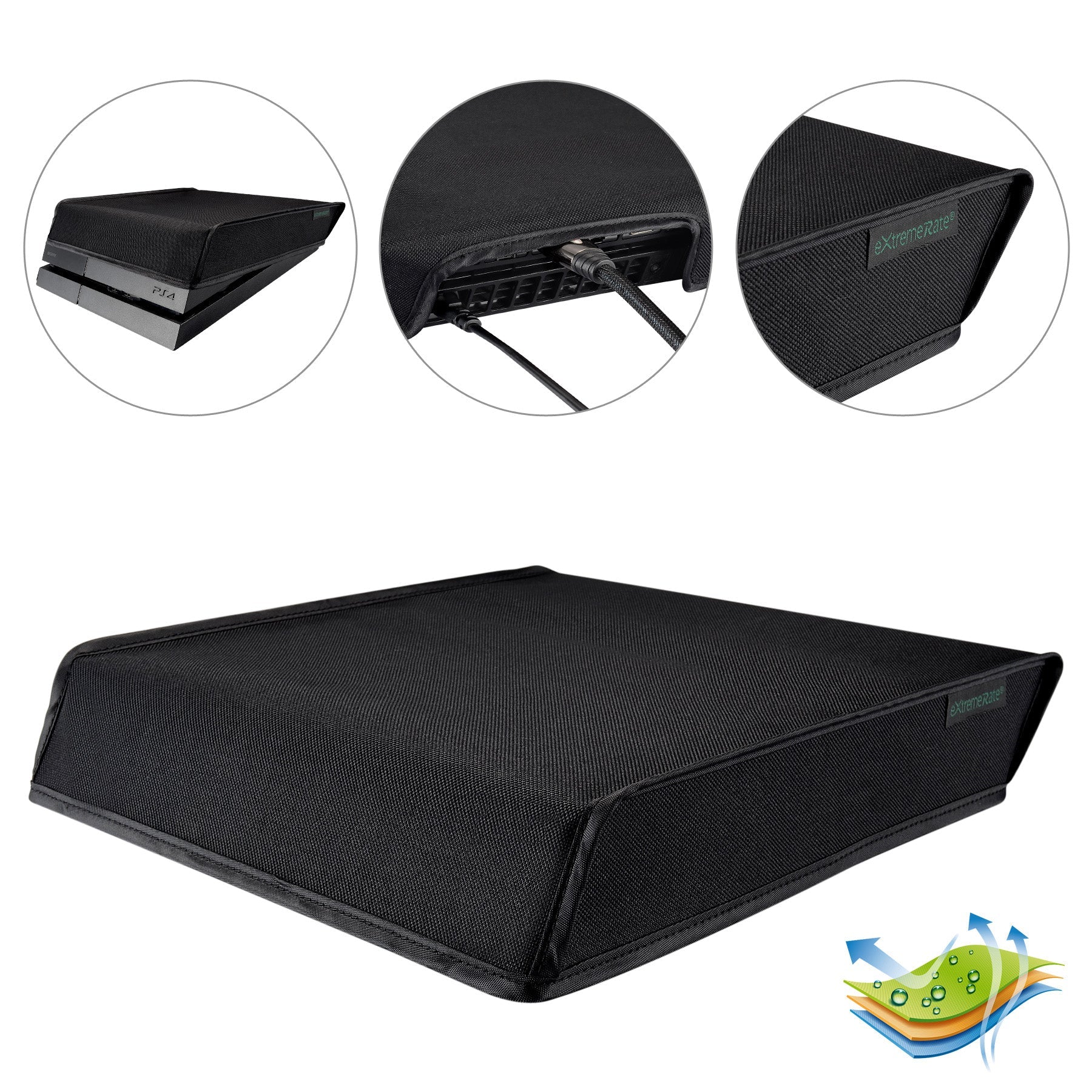 eXtremeRate Premium Nylon Dust Guard Cover for PS4 Console - Black