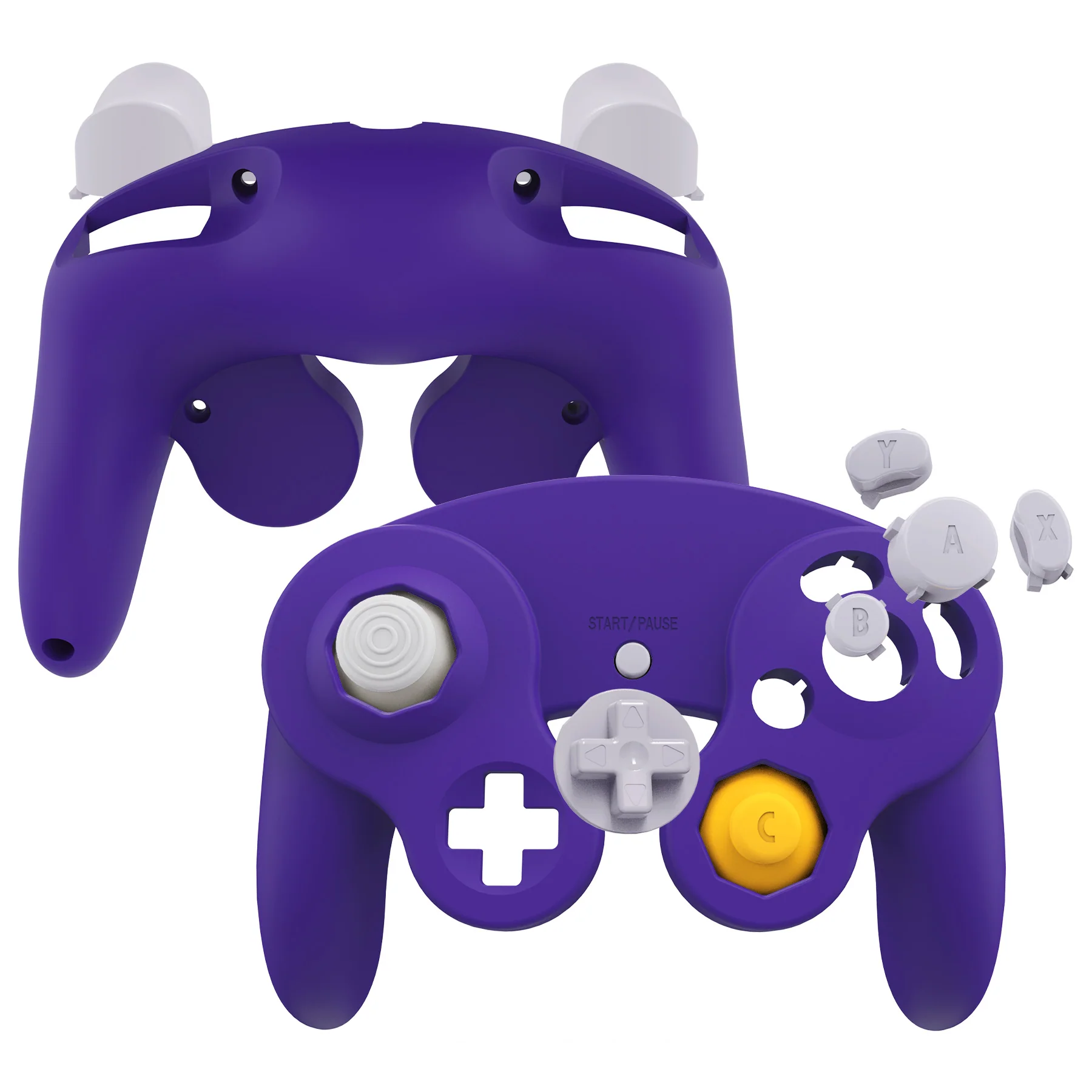 eXtremeRate Replacement Faceplate Backplate with Buttons for Nintendo GameCube Controller NGC - Purple