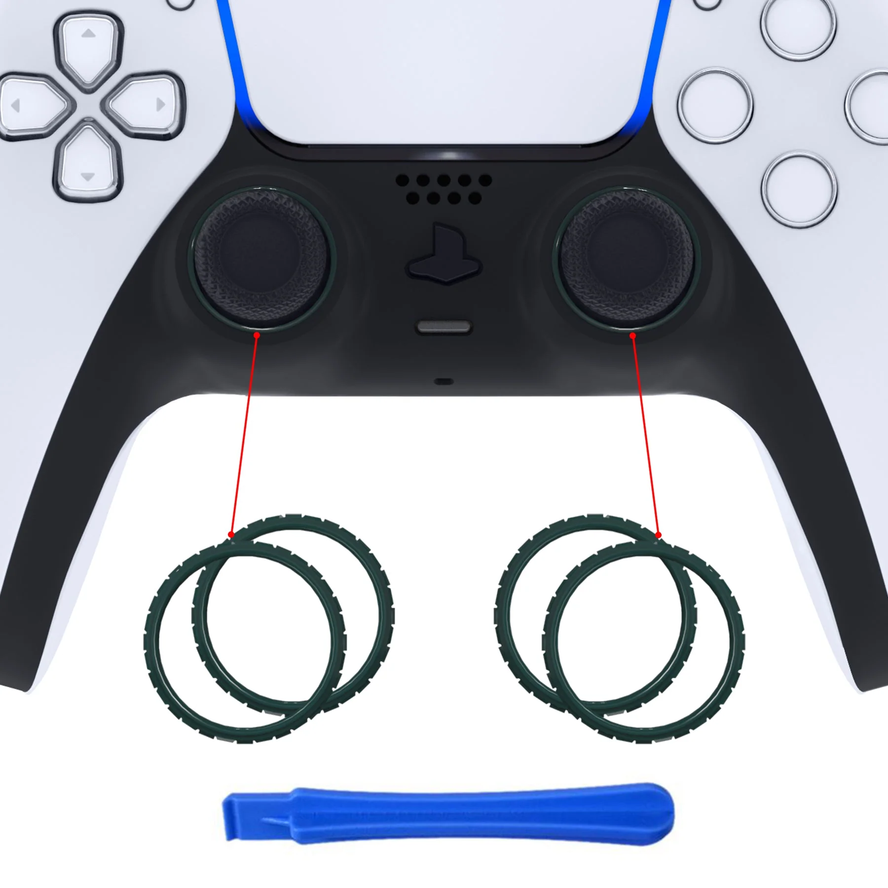 eXtremeRate Custom Replacement Accent Rings for PS5 Controller - Racing Green