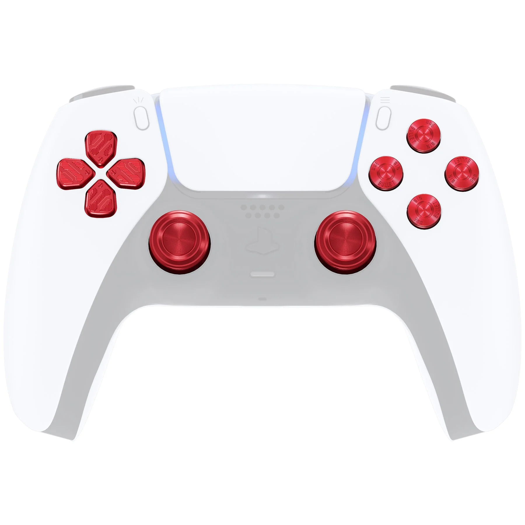 eXtremeRate Replacement Aluminum Metal Thumbsticks Dpad ABXY Buttons for PS5 Controller - Red