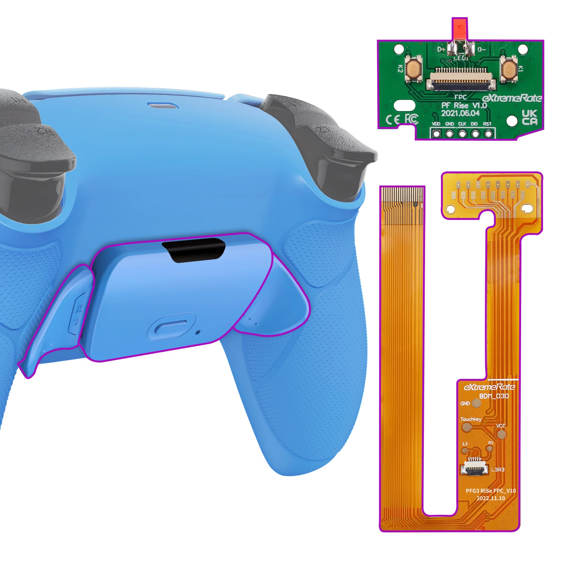 eXtremeRate Remappable RISE Remap Kit for PS5 Controller BDM-030/040/050 - Rubberized Starlight Blue