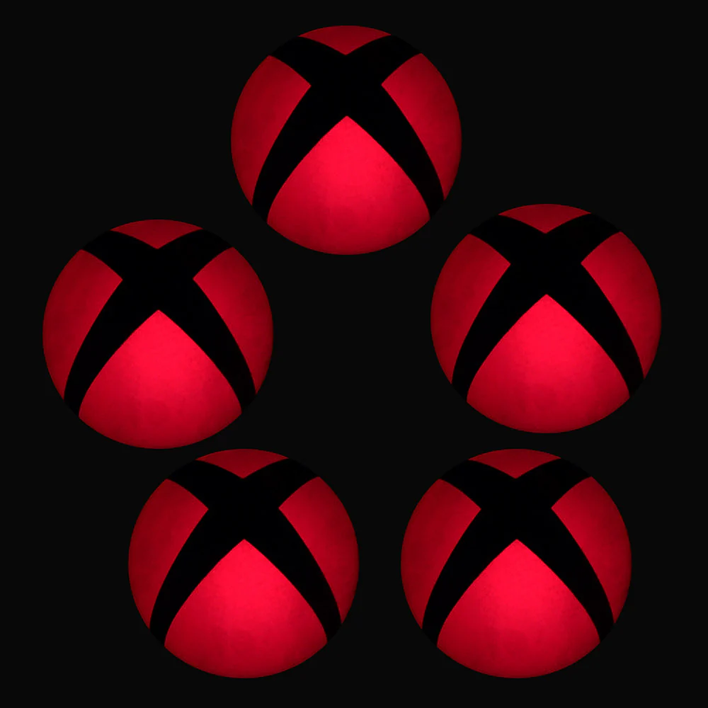 eXtremeRate 5pcs Removable Logo Power Button LED Sticker Decal for Xbox One Console - Red