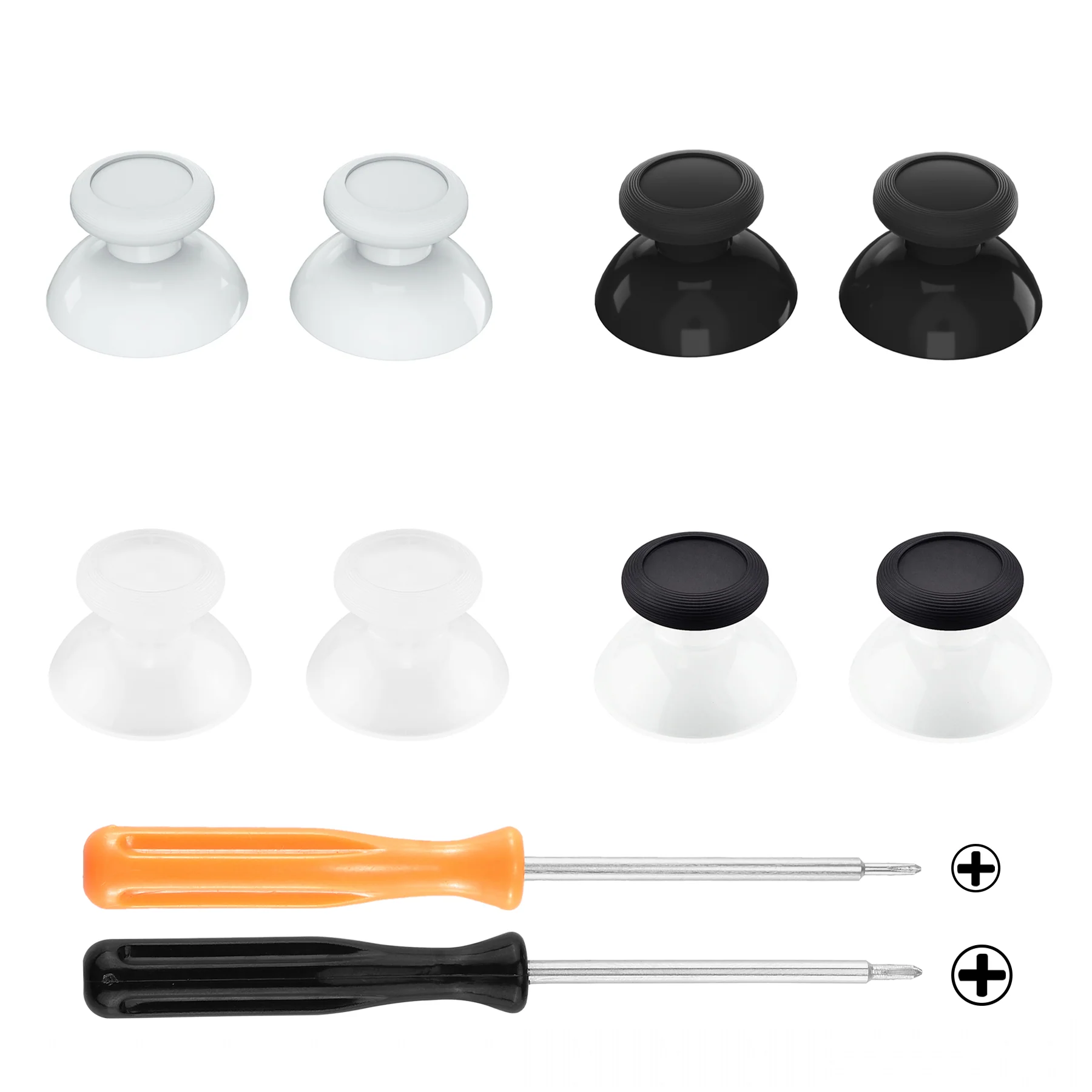eXtremeRate 4 Pairs Replacement 3D Joystick Thumbsticks for Nintendo Switch Pro Controller - Black & White & Transparent & Transparent Black