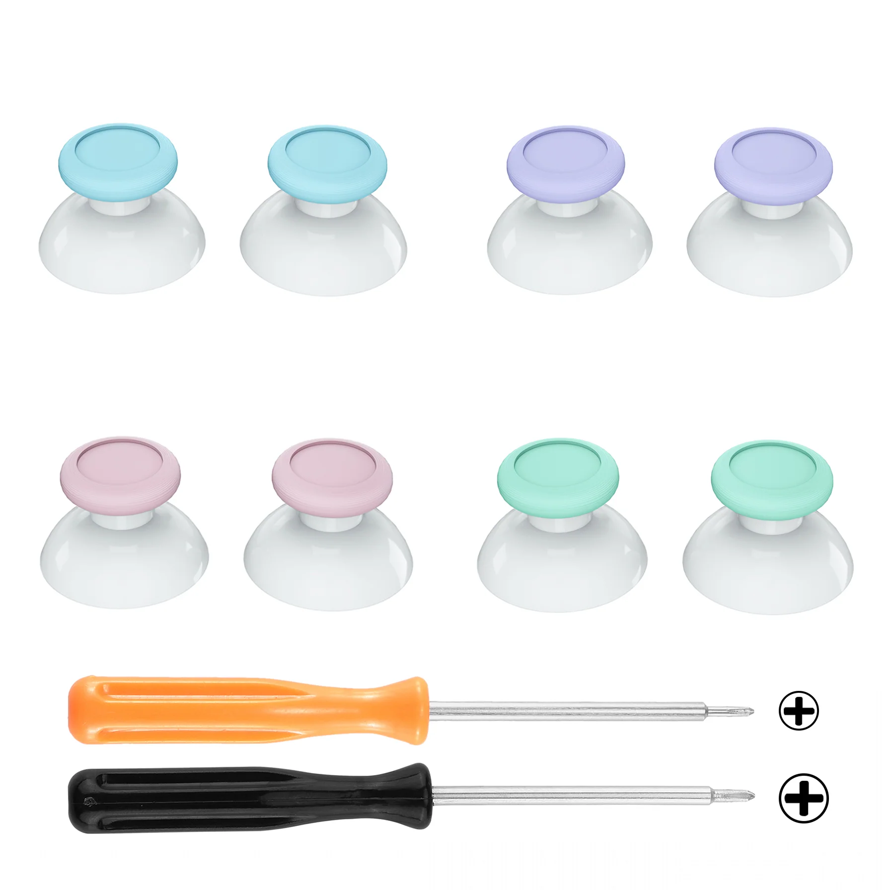 eXtremeRate 4 Pairs Replacement 3D Joystick Thumbsticks for Nintendo Switch Pro Controller - Cherry Blossoms & Mint Green & Heaven Blue & Light Violet