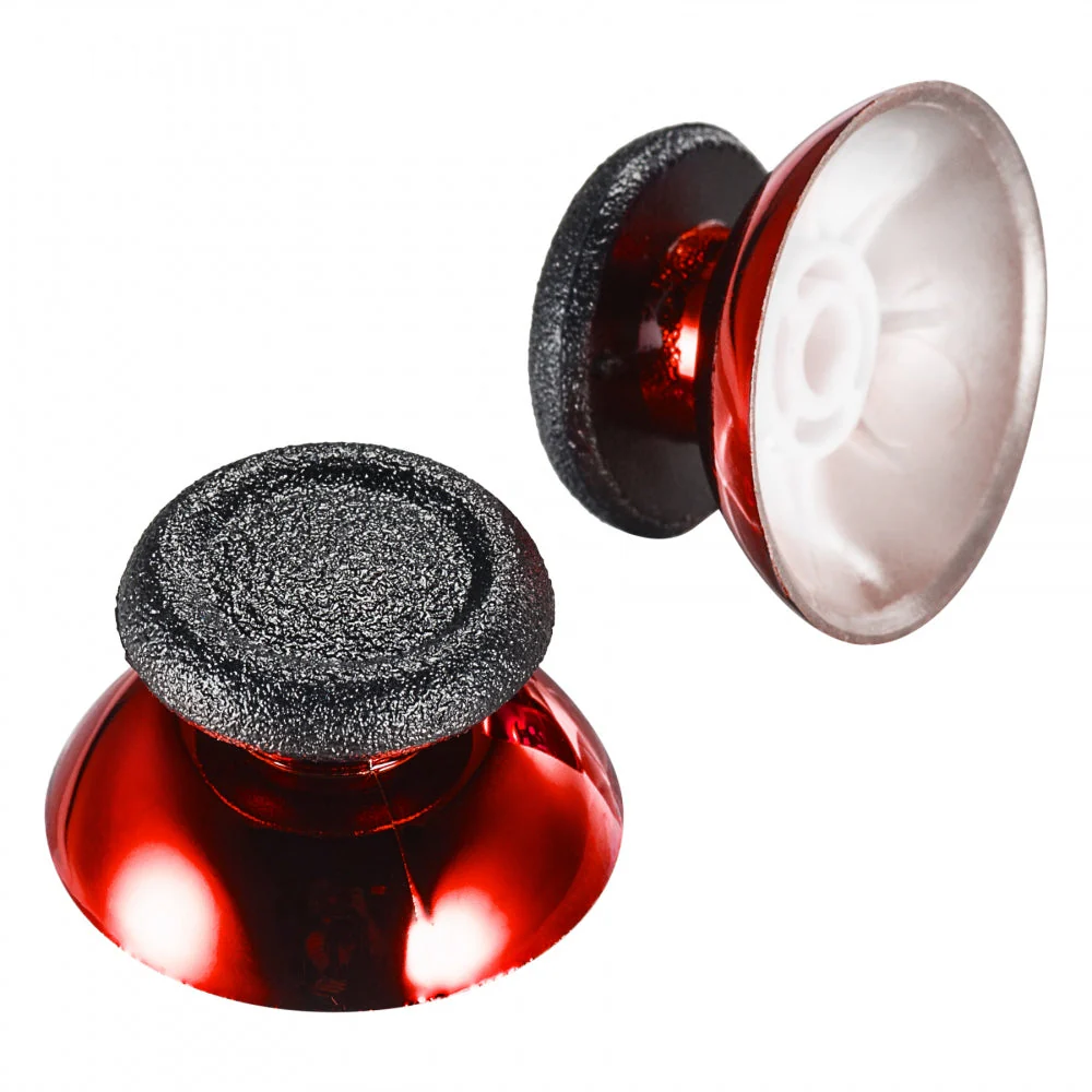 eXtremeRate Replacement Analog Black Rubber Thumbsticks Compatible with PS4 Controller - Chrome Red