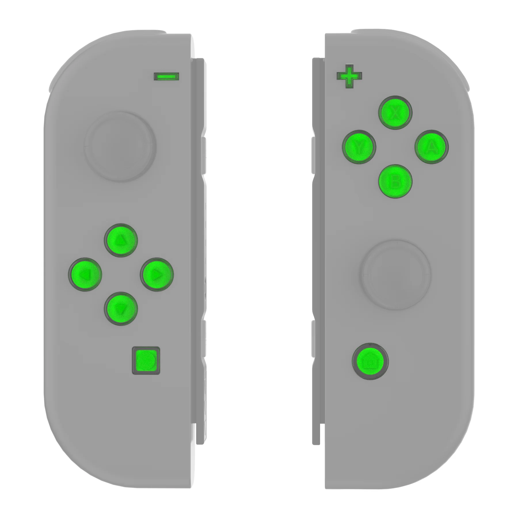 eXtremeRate Replacement Two-Tone Jelly Buttons with Symbols for Joycon of NS Switch - Green & Clear