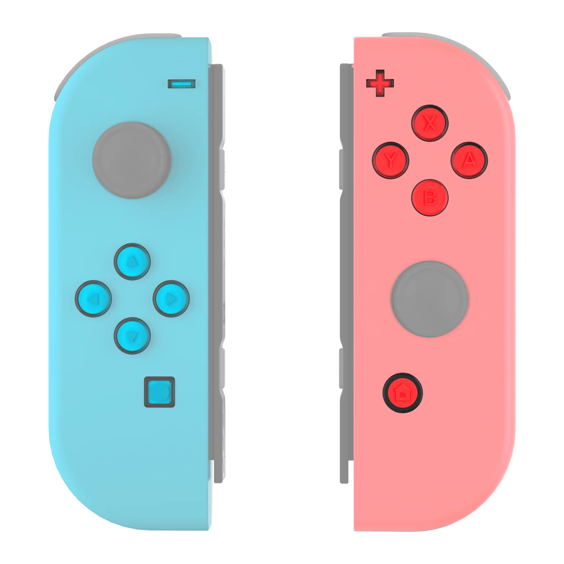 eXtremeRate Replacement Two-Tone Jelly Buttons with Symbols for Joycon of NS Switch - Blue Red & Clear
