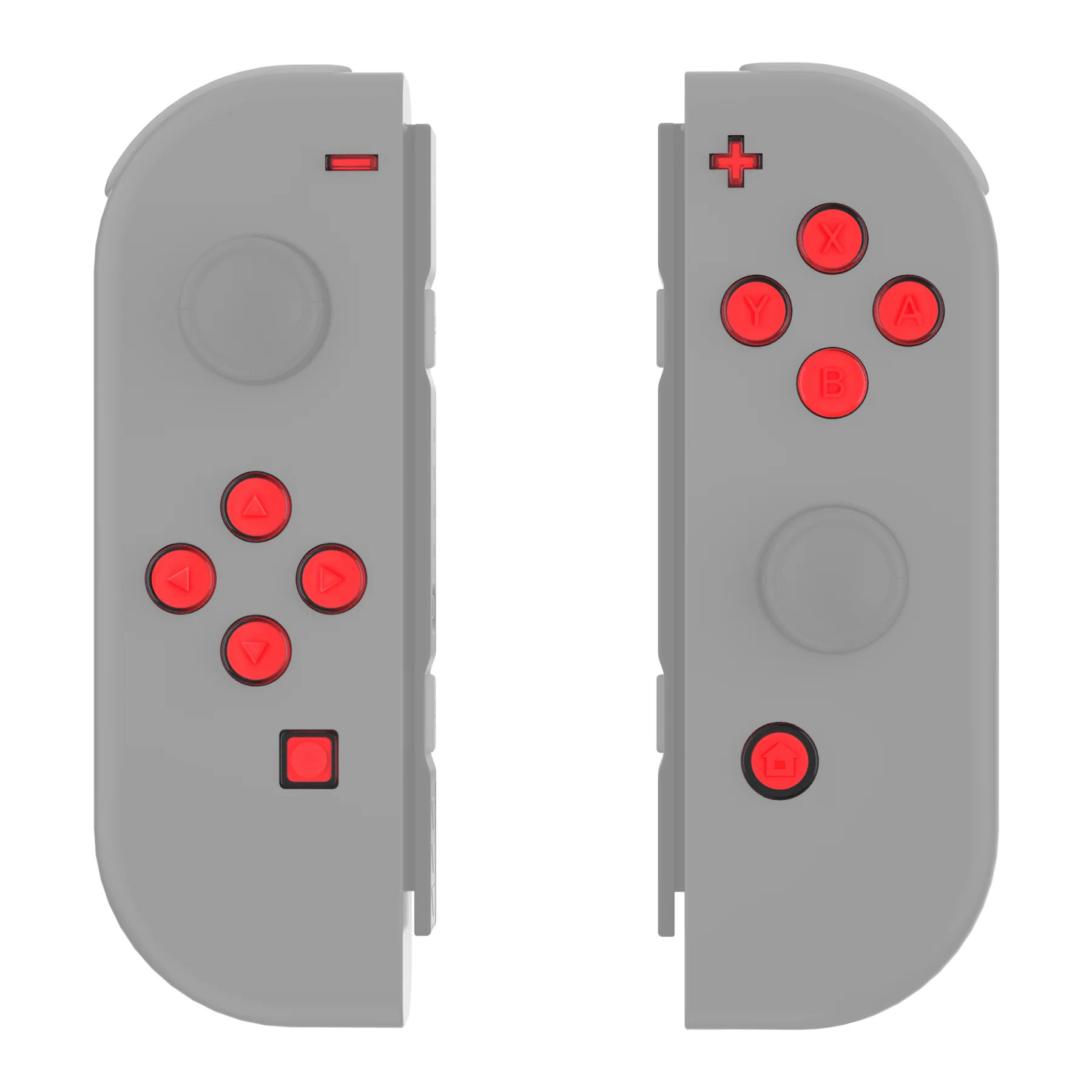 eXtremeRate Replacement Two-Tone Jelly Buttons with Symbols for Joycon of NS Switch - Red & Clear