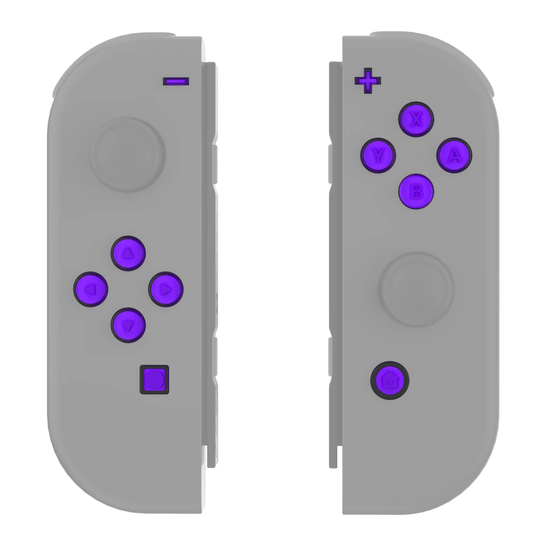 eXtremeRate Replacement Two-Tone Jelly Buttons with Symbols for Joycon of NS Switch - Purple & Clear