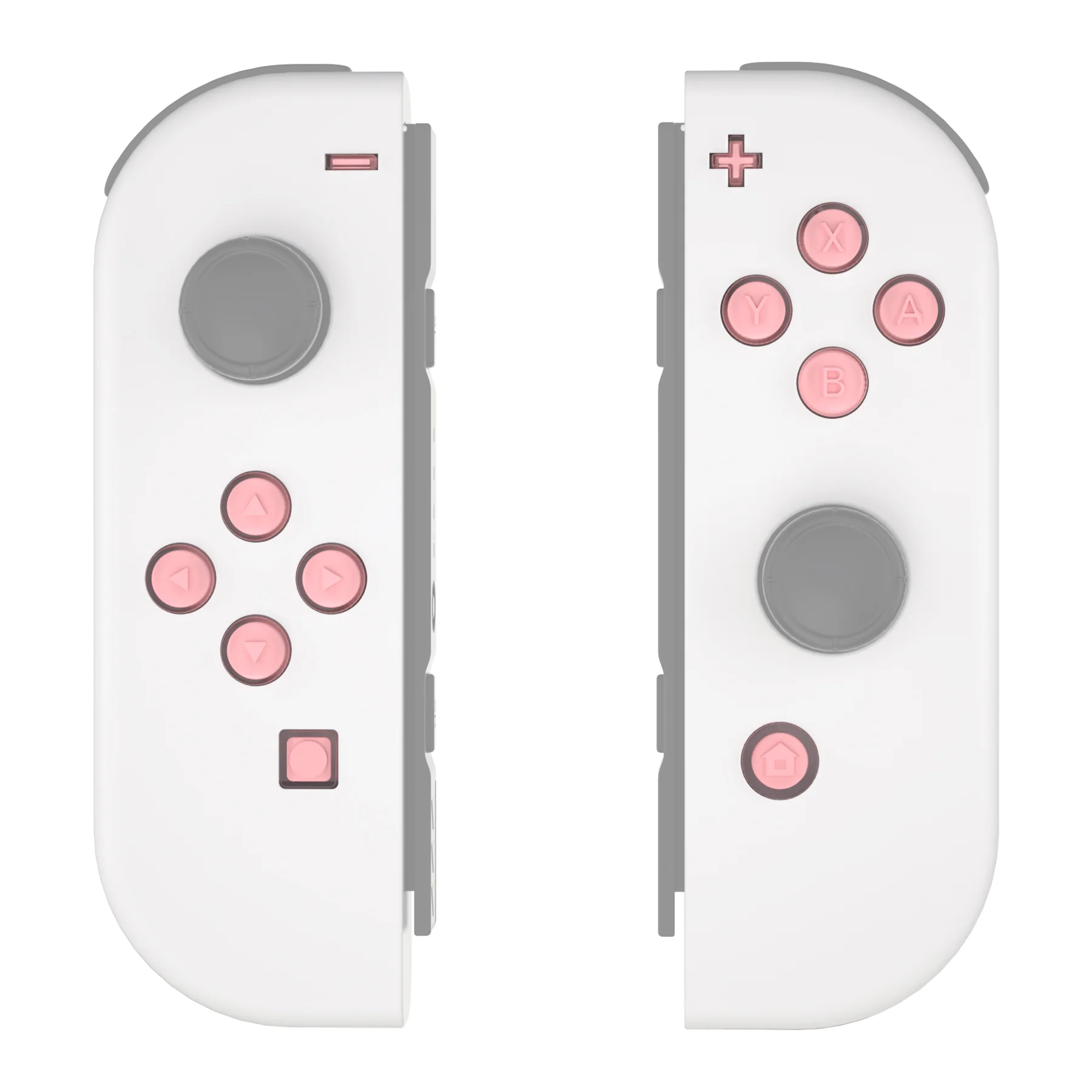 eXtremeRate Replacement Two-Tone Jelly Buttons with Symbols for Joycon of NS Switch - Pale Red & Clear