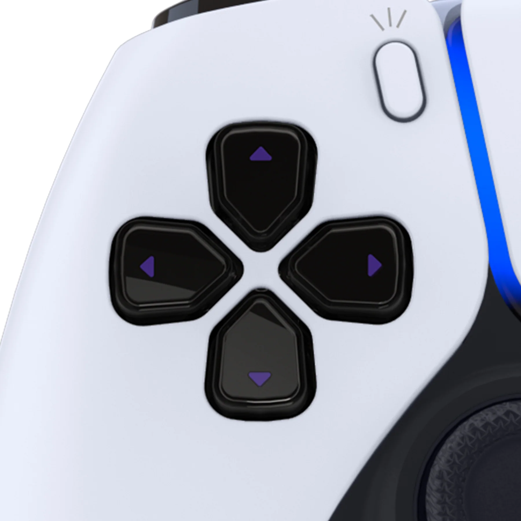 eXtremeRate Replacement Custom Three-Tone Dpad Action Buttons with Redesigned Symbols for PS5 Controller - Black & Clear & Purple - Image 5