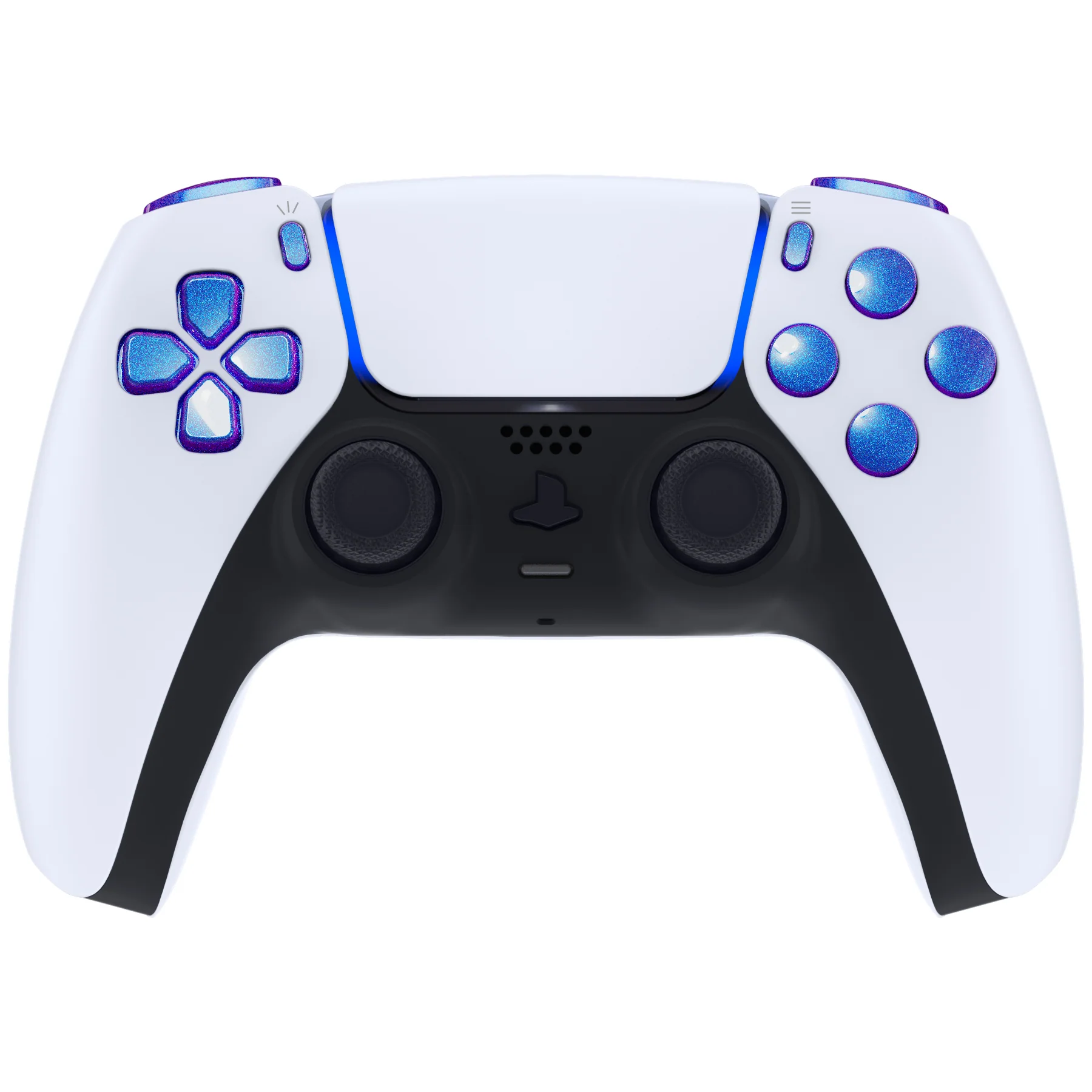 eXtremeRate Replacement Full Set Buttons Compatible with PS5 Controller BDM-010/020 - Chameleon Purple Blue - Image 2