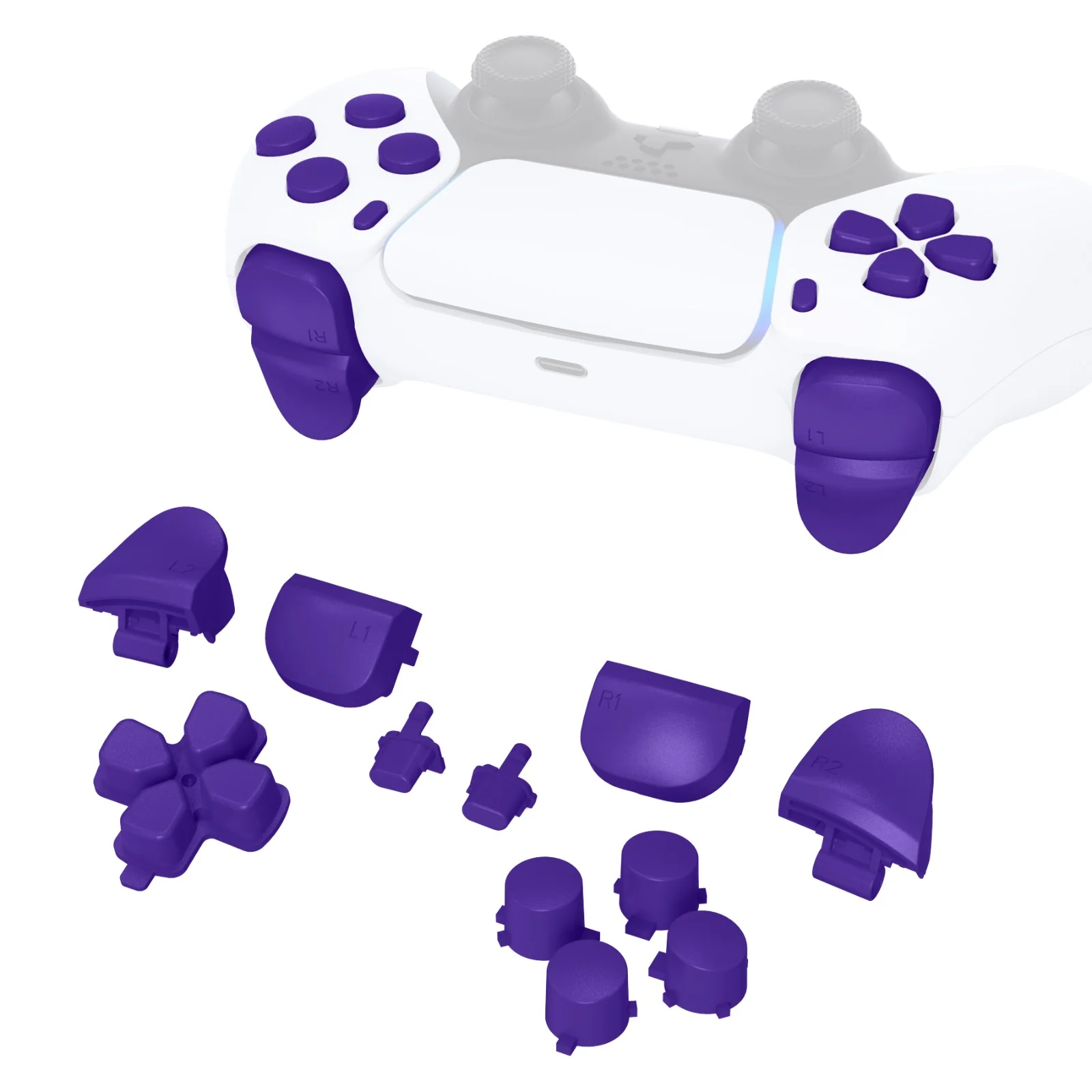 eXtremeRate Replacement Full Set Buttons Compatible with PS5 Controller BDM-010/020 - Purple