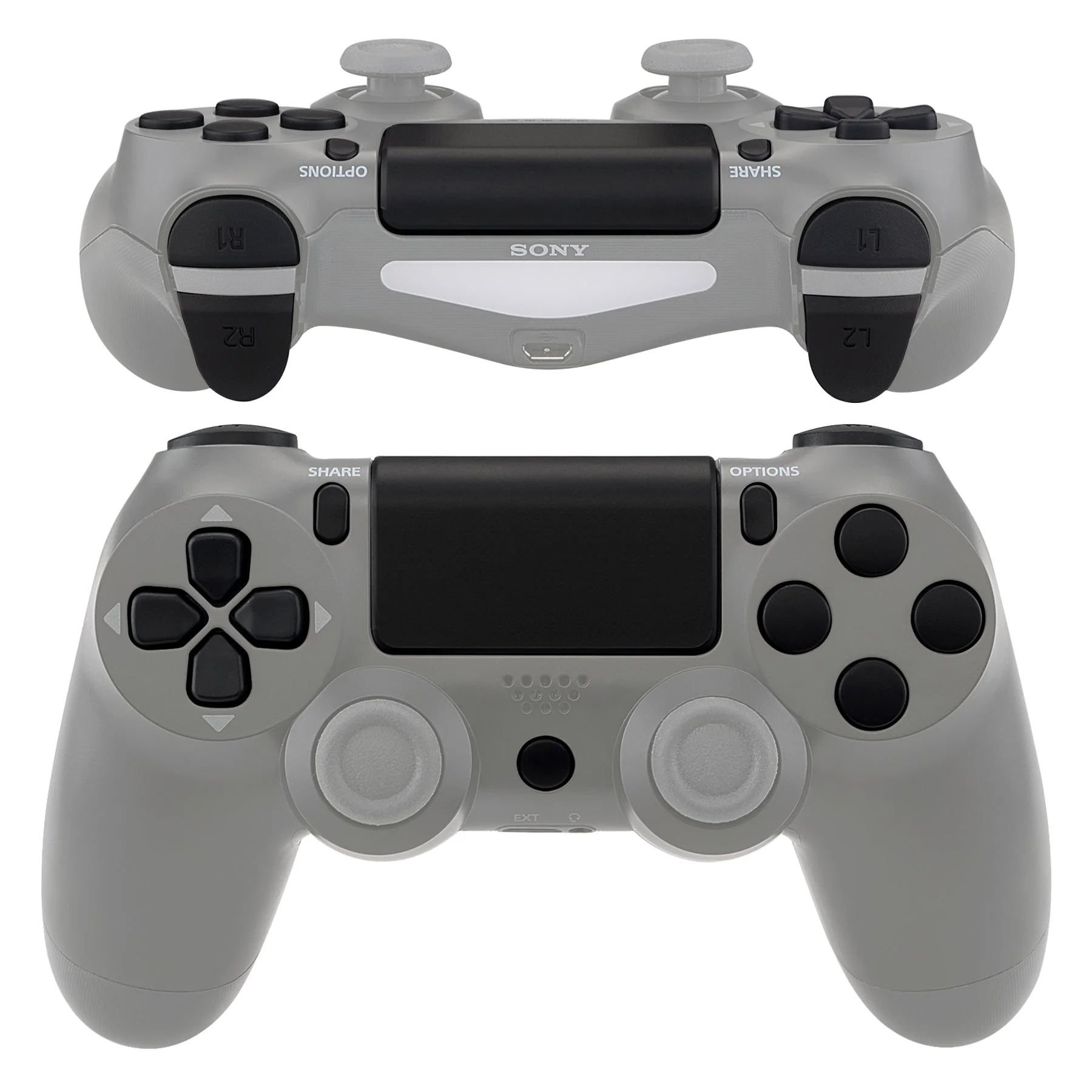 eXtremeRate Replacement Full Set Buttons Compatible with PS4 Slim Pro CUH-ZCT2 Controller - Black