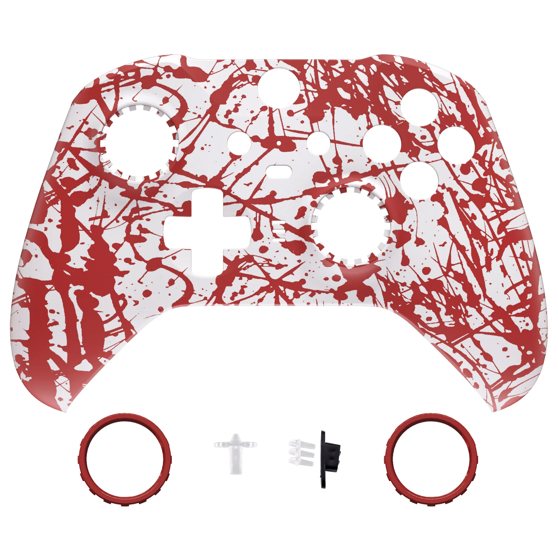 eXtremeRate Replacement Front Housing Shell Case with Accent Rings for Xbox One Elite Series 2 & Elite 2 Core Controller (Model 1797) - Blood