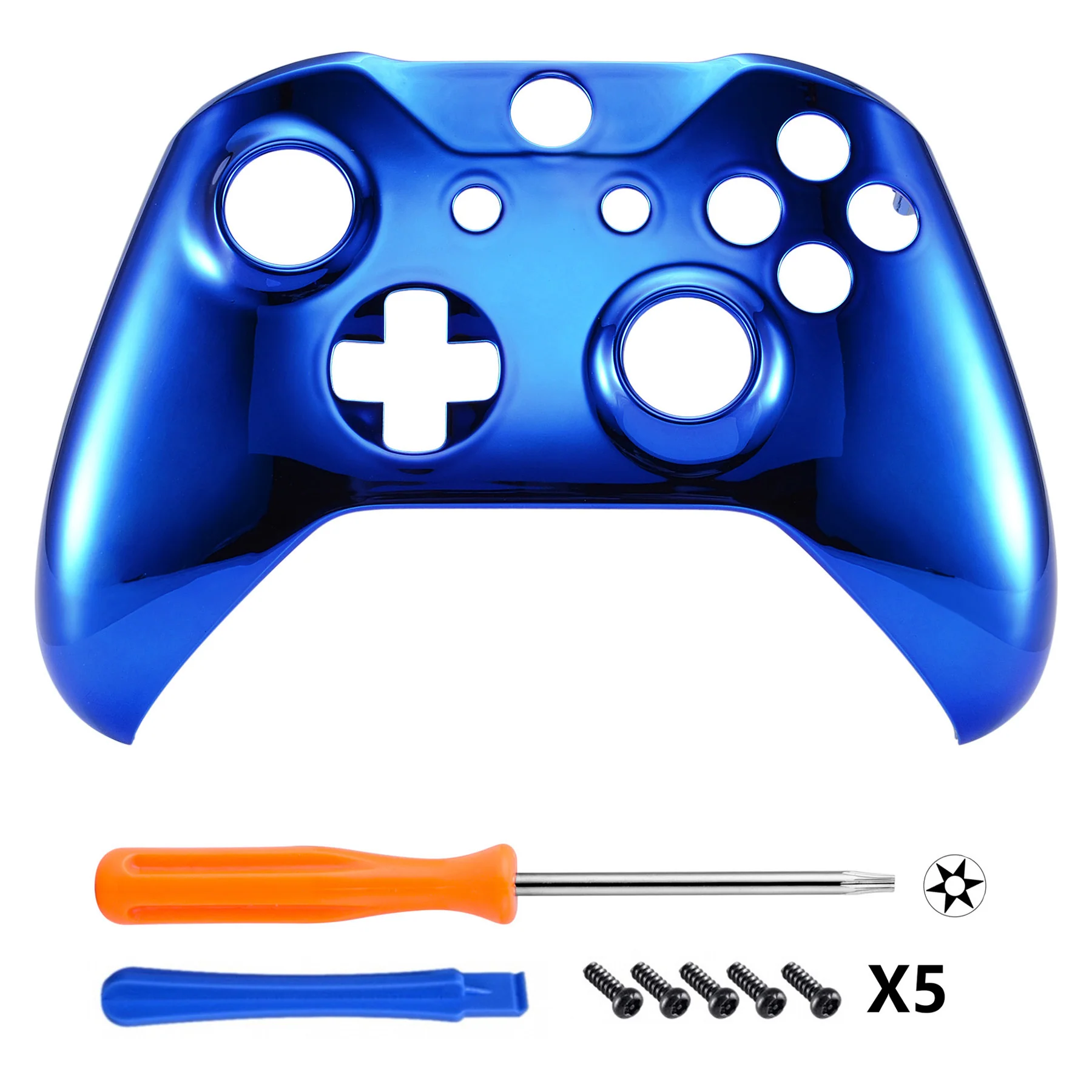 eXtremeRate Replacement Front Housing Shell for Xbox One X & S Controller (Model 1708) - Chrome blue