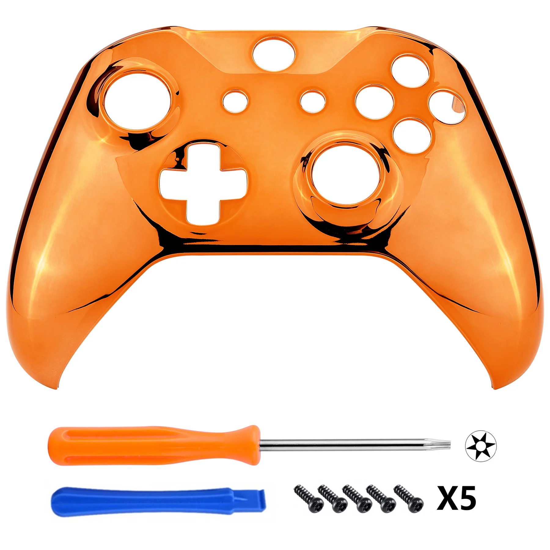 eXtremeRate Replacement Front Housing Shell for Xbox One X & S Controller (Model 1708) - Chrome Orange