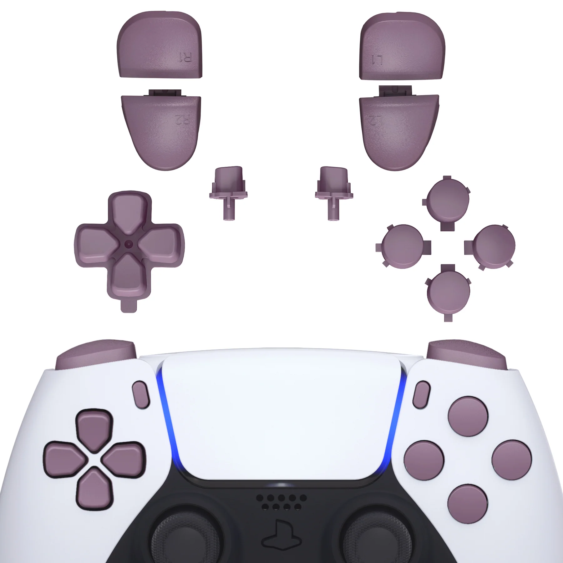 eXtremeRate Replacement Full Set Buttons Compatible with PS5 Controller BDM-030/040/050/060 - Dark Grayish Violet