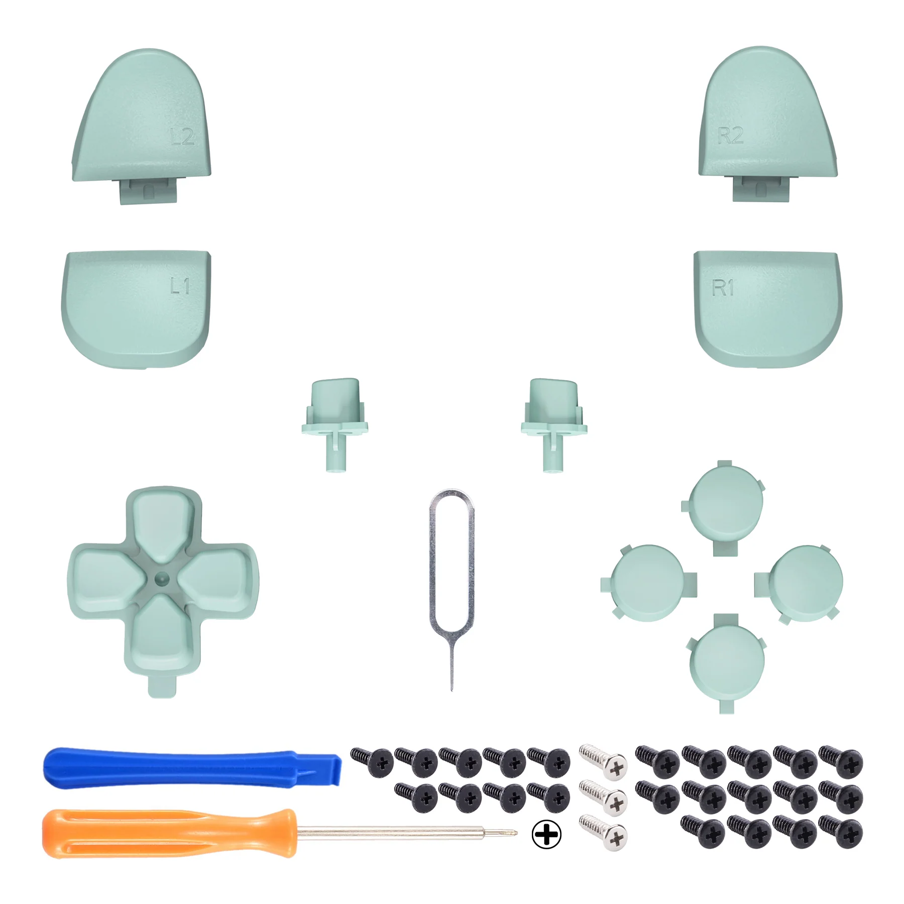eXtremeRate Replacement Full Set Buttons Compatible with PS5 Controller BDM-030/040/050/060 - Light Cyan - Image 2