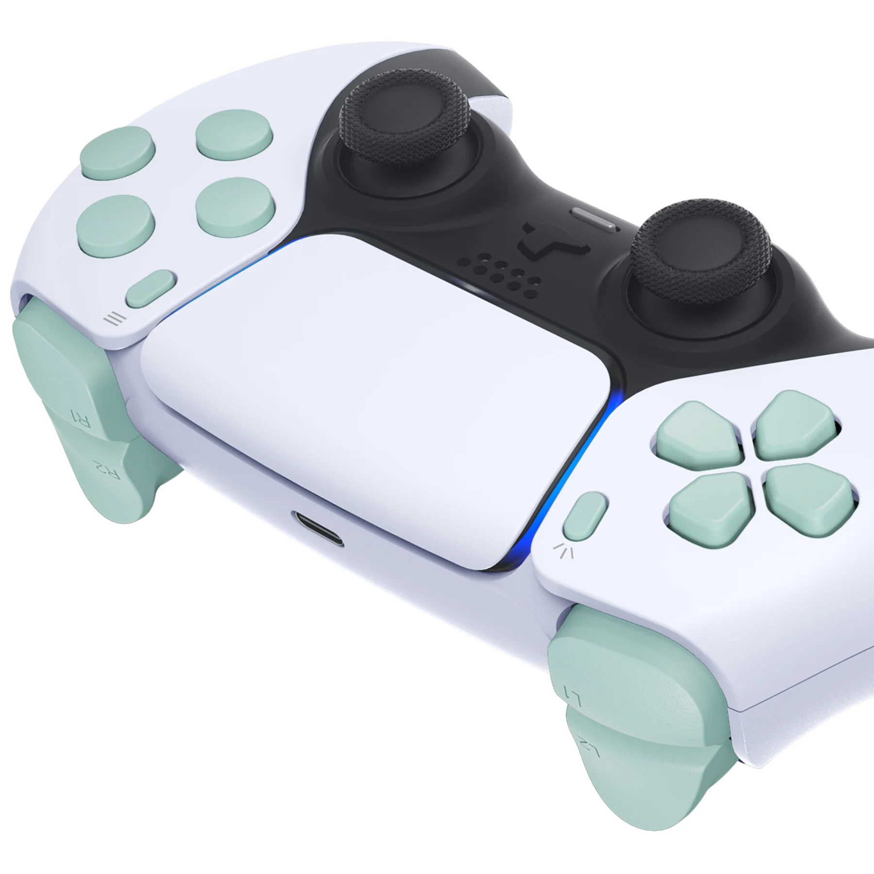 eXtremeRate Replacement Full Set Buttons Compatible with PS5 Controller BDM-030/040/050/060 - Light Cyan - Image 7