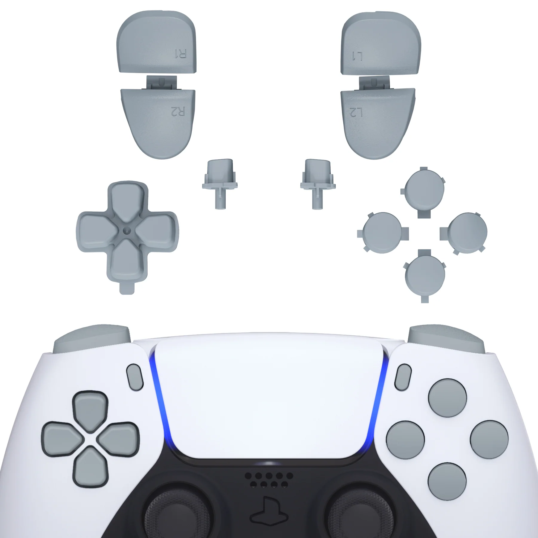 eXtremeRate Replacement Full Set Buttons Compatible with PS5 Controller BDM-030/040/050/060 - New Hope Gray