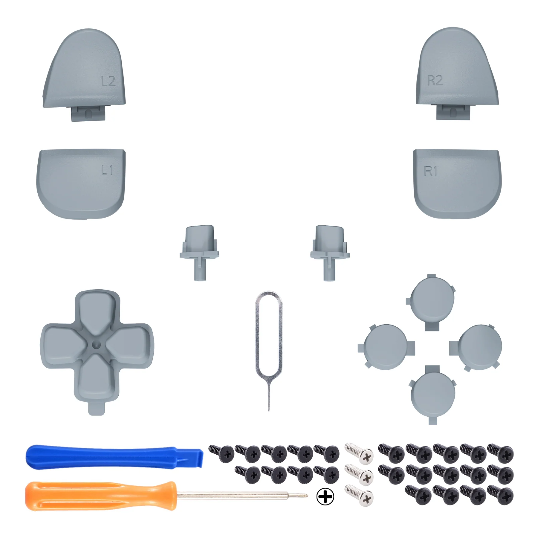 eXtremeRate Replacement Full Set Buttons Compatible with PS5 Controller BDM-030/040/050/060 - New Hope Gray - Image 2