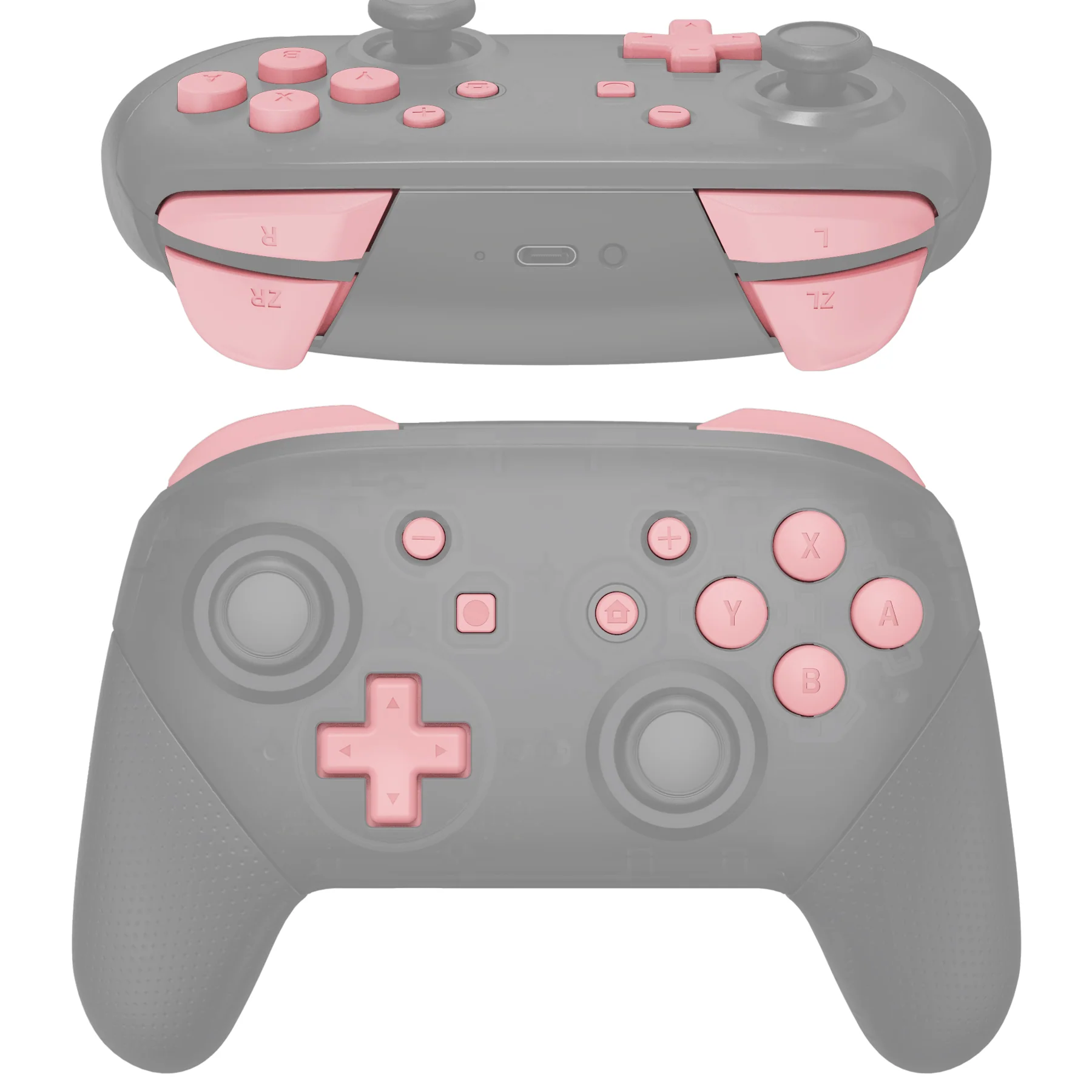 eXtremeRate DIY Replacement Full Set Buttons for Nintendo Switch Pro Controller - Puffy Pink