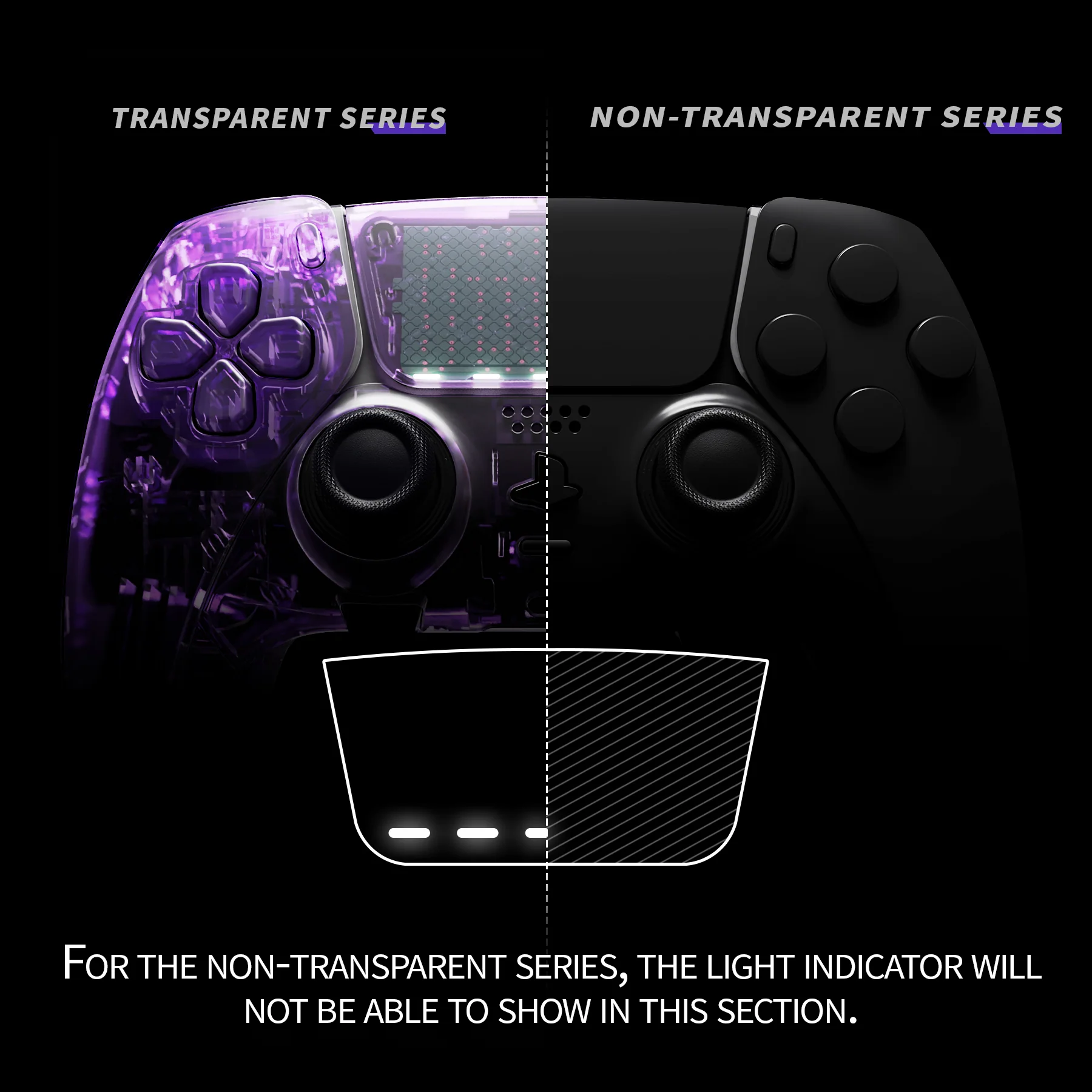 eXtremeRate Replacement Full Set Shells with Buttons Compatible with PS5 Edge Controller - Black - Image 4