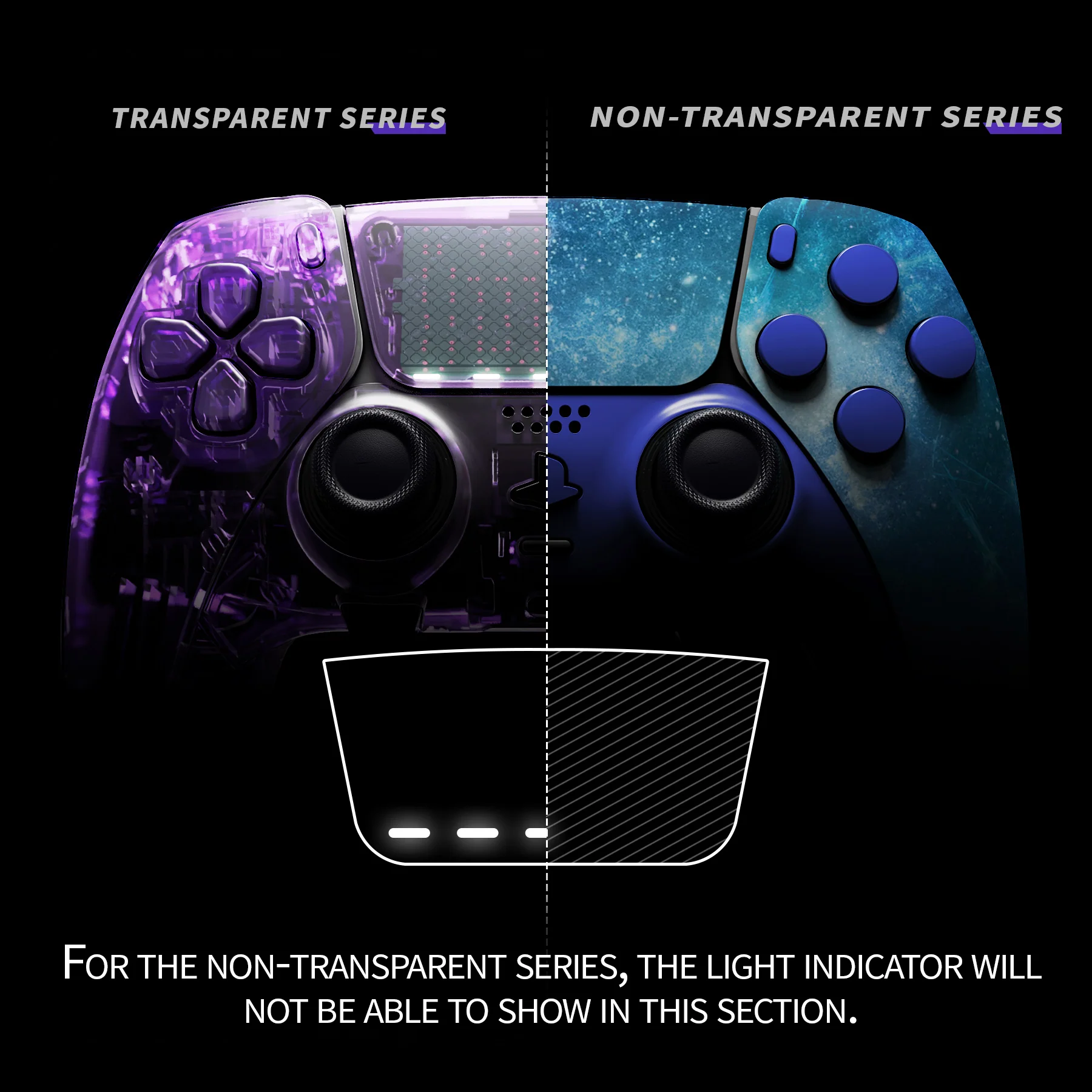 eXtremeRate Replacement Full Set Shells with Buttons Compatible with PS5 Edge Controller - Blue Nebula - Image 4